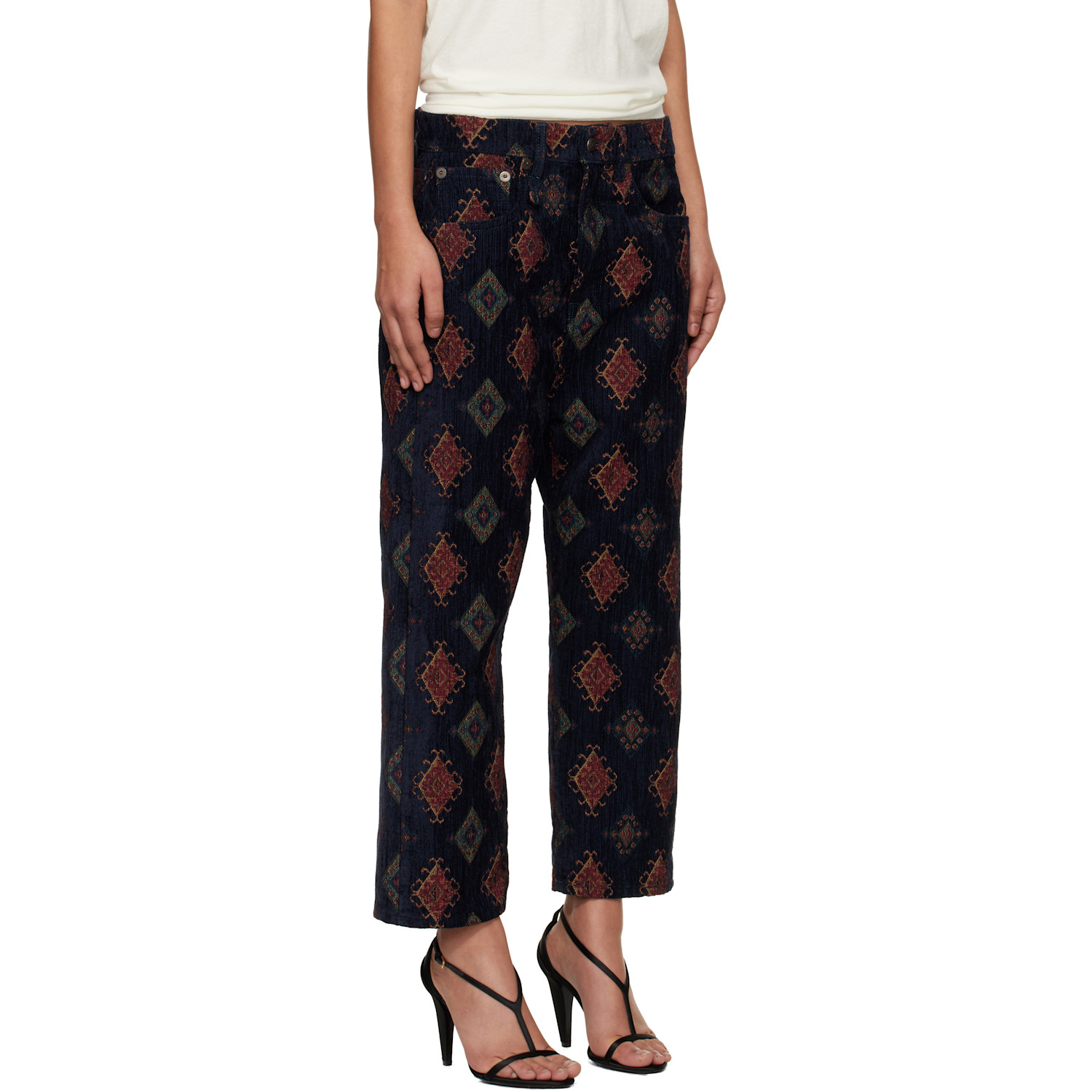  R13 Navy Loose Tailored Drop Trousers 