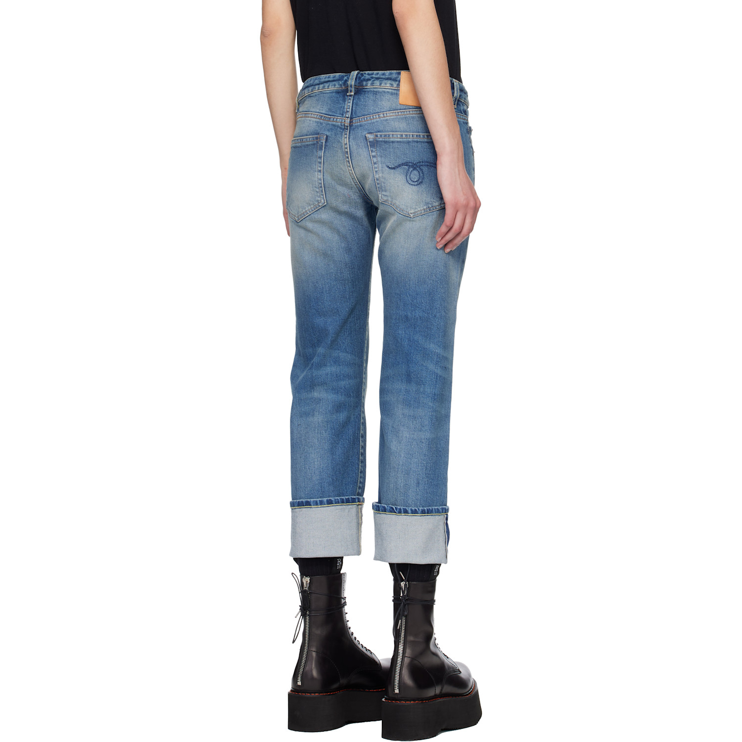  R13 Blue Cuffed Boy Straight Jeans 