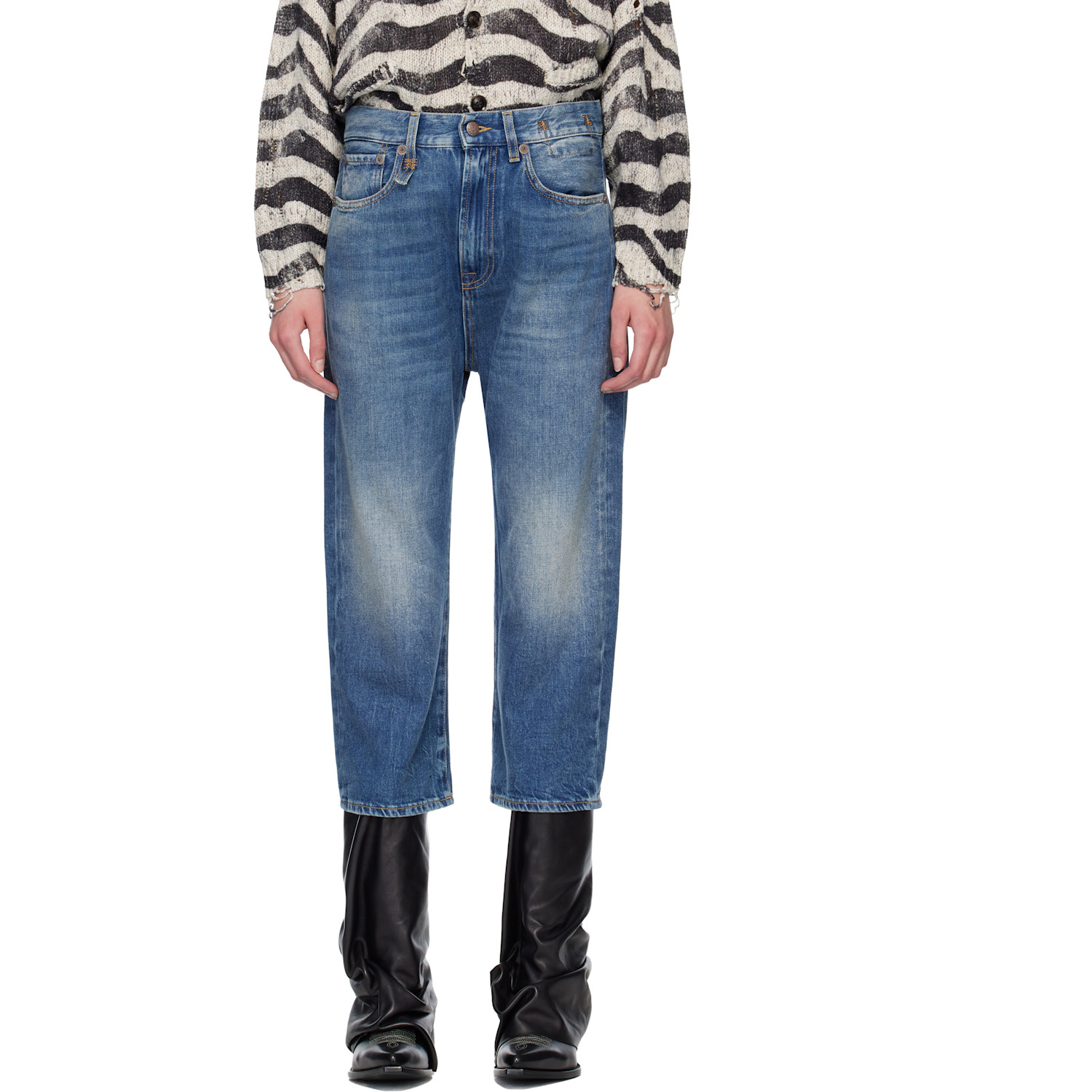R13 Blue Tailored Drop Jeans