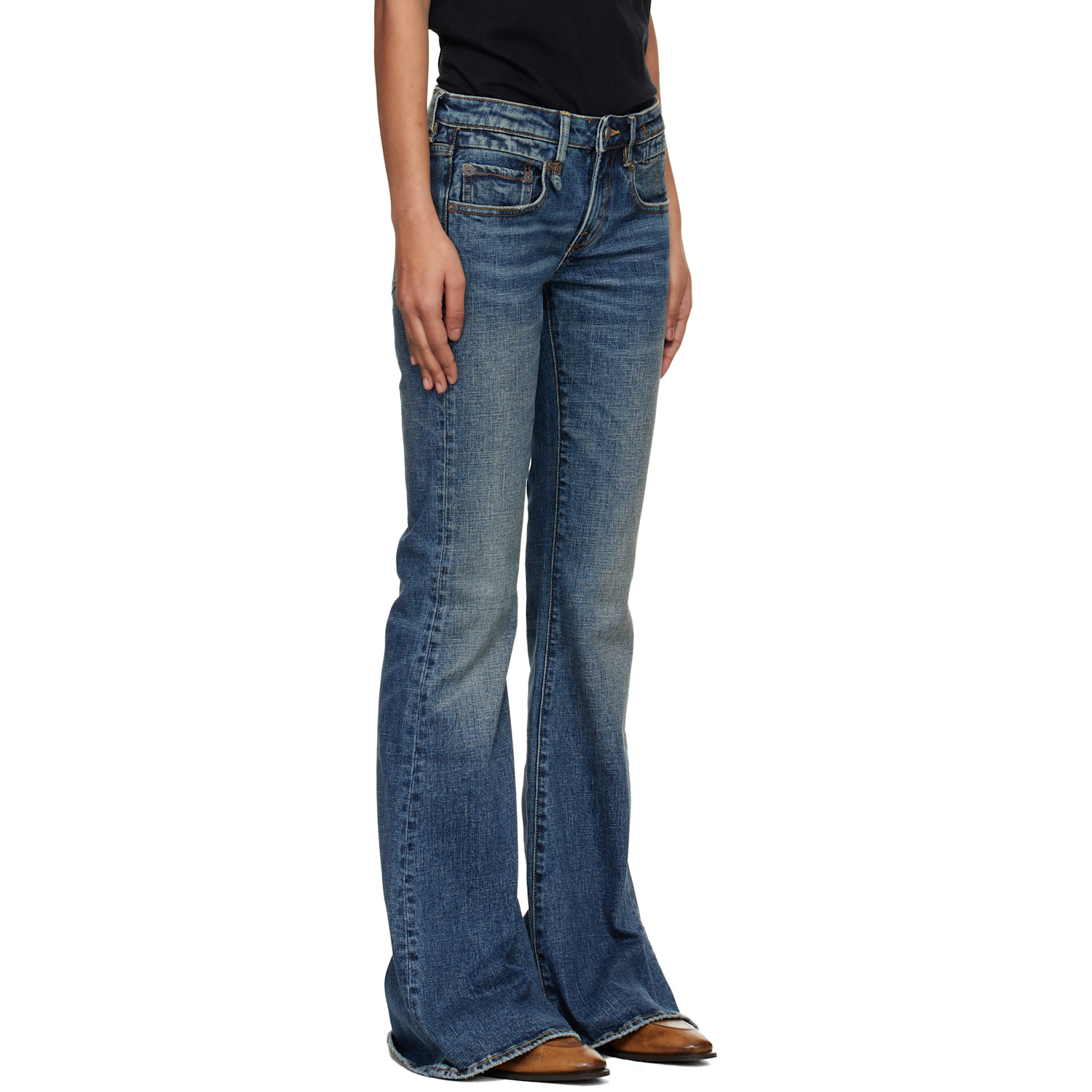  R13 Blue Overflow Boy Flare Stretch Jeans 