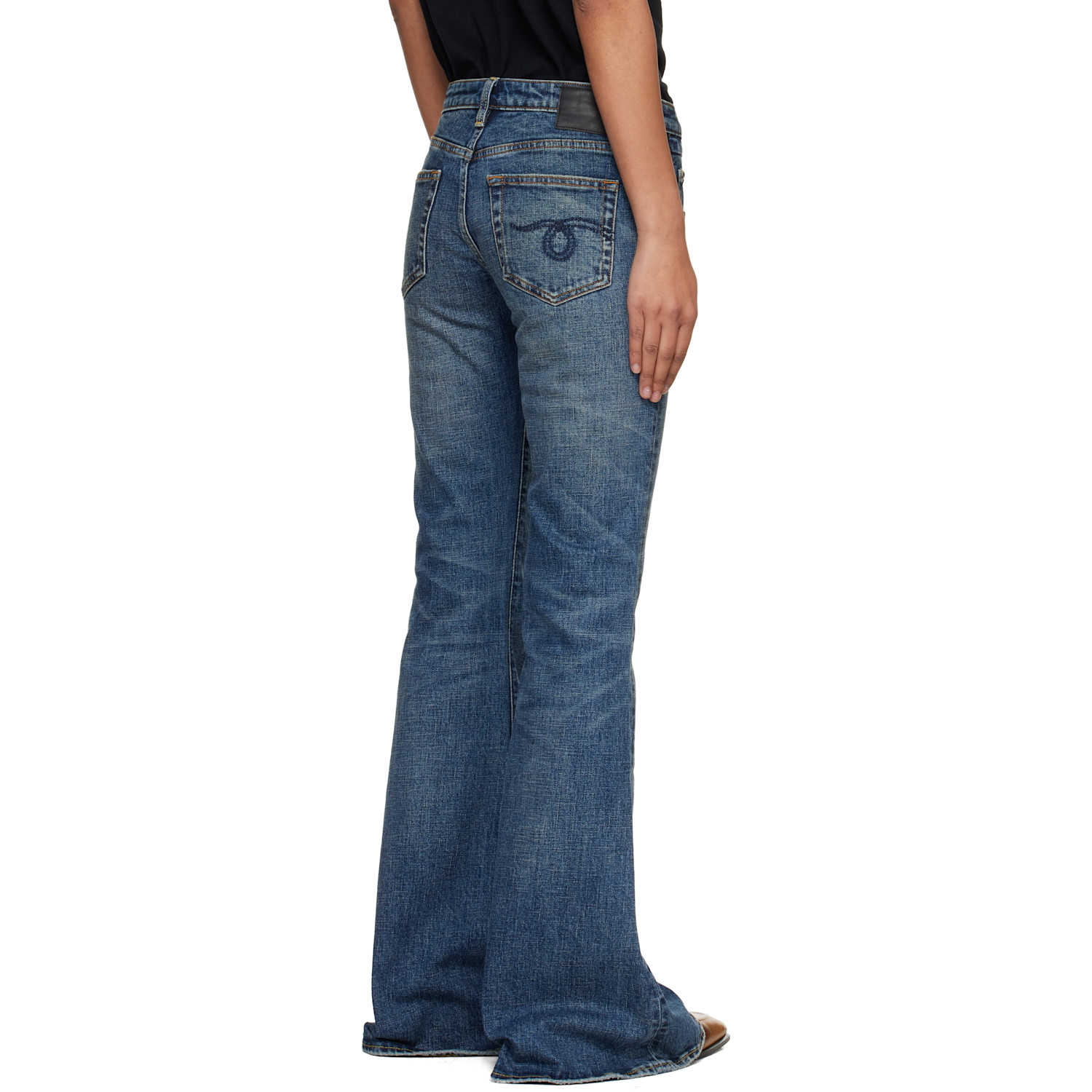  R13 Blue Overflow Boy Flare Stretch Jeans 