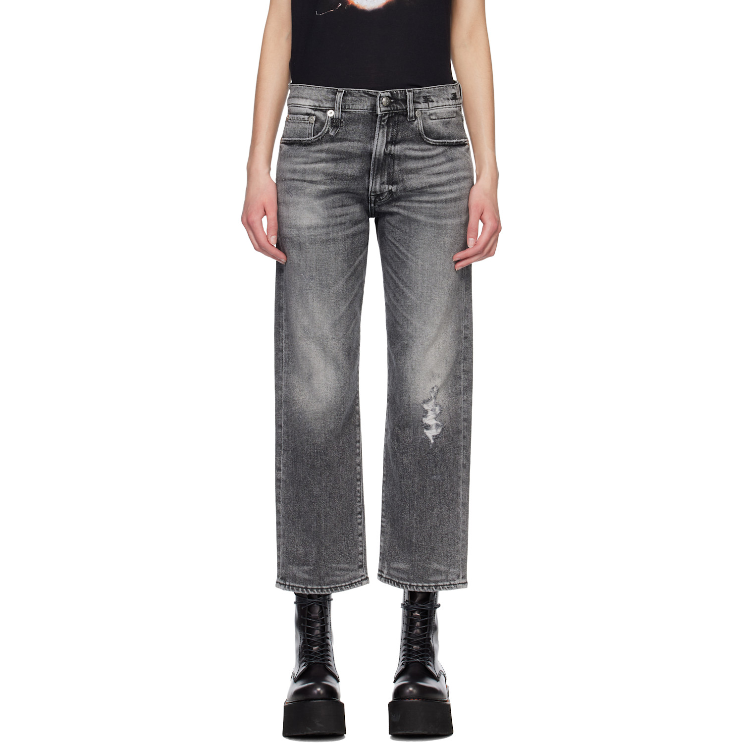 R13 Gray Boyfriend Jeans