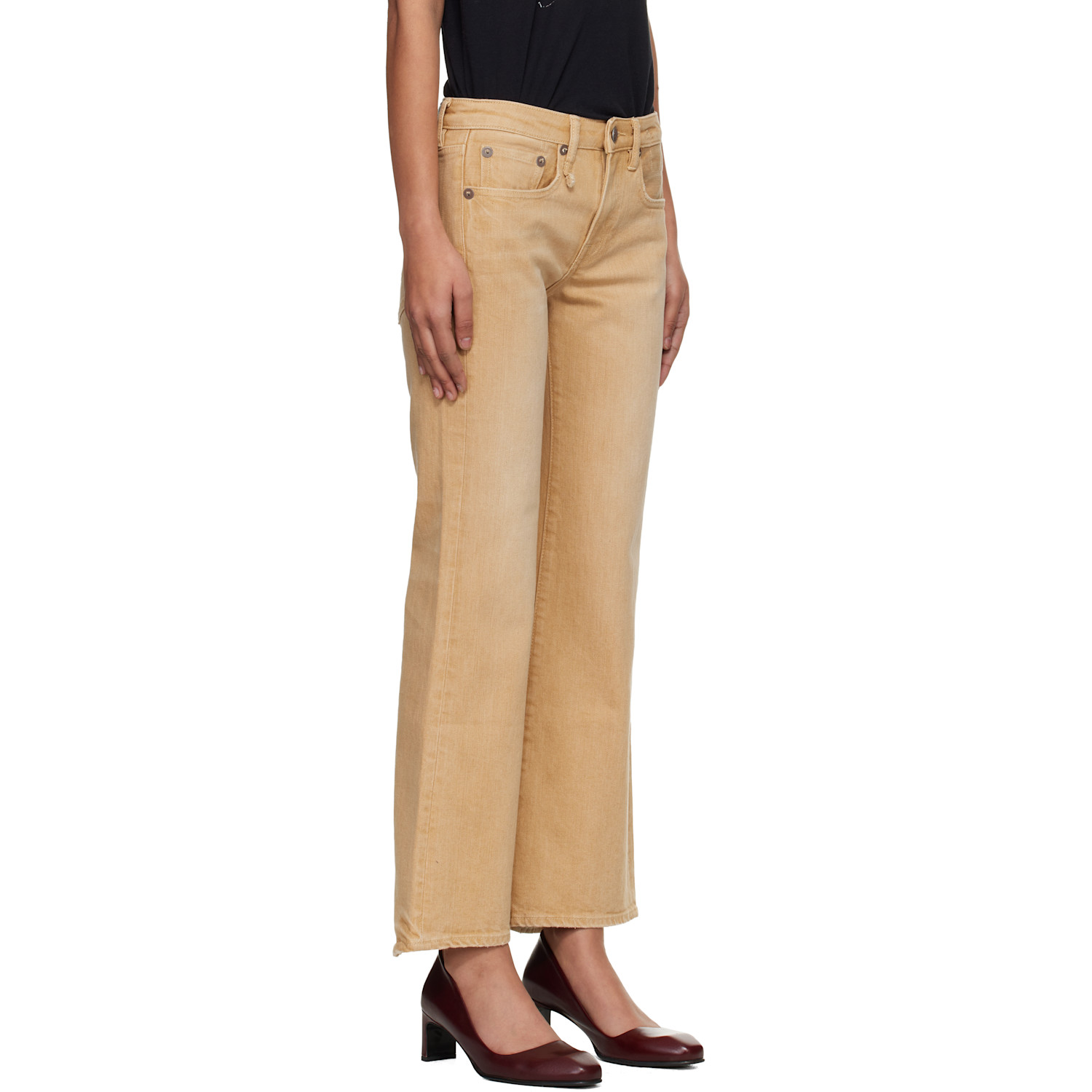  R13 Khaki Joan Cropped Flare Jeans 