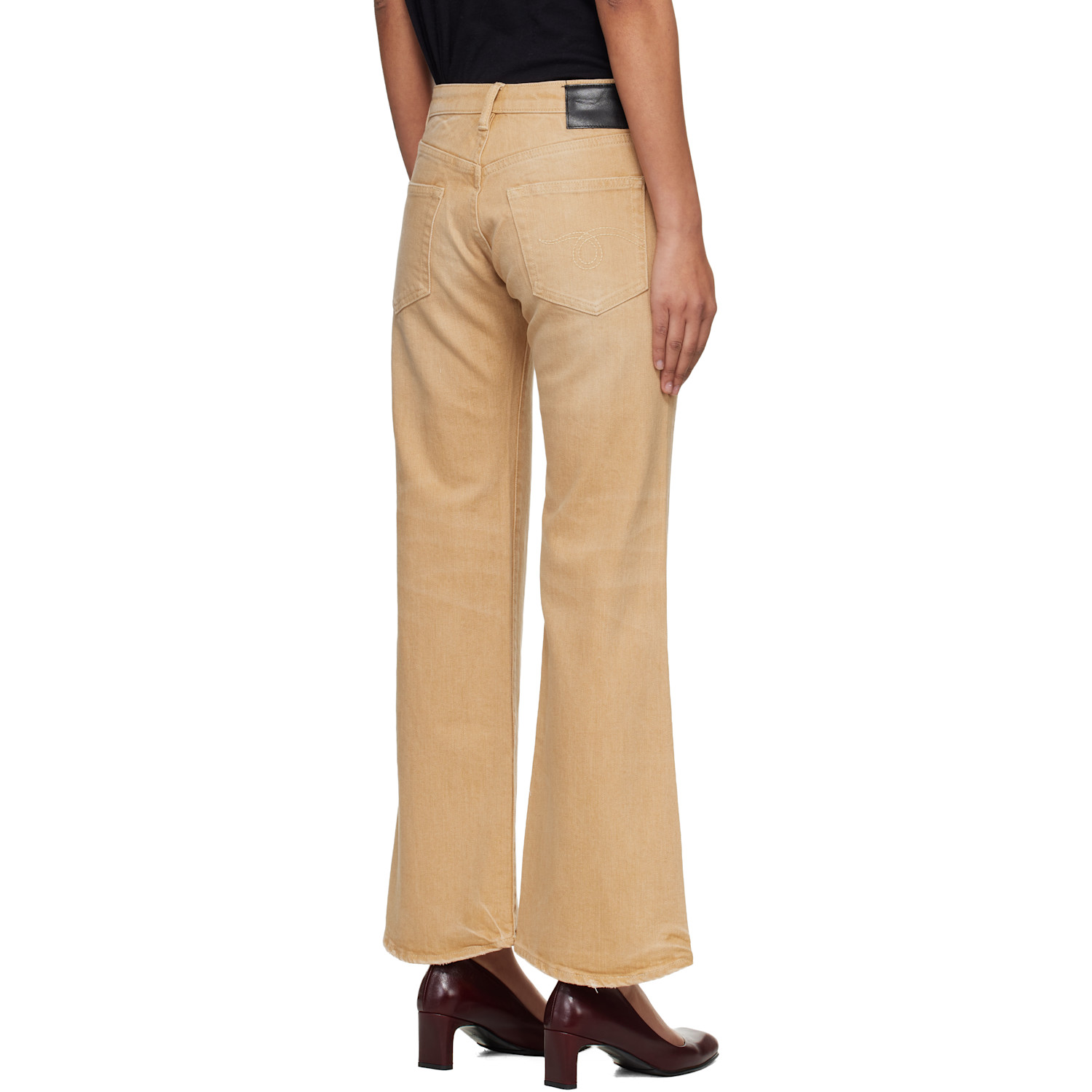  R13 Khaki Joan Cropped Flare Jeans 