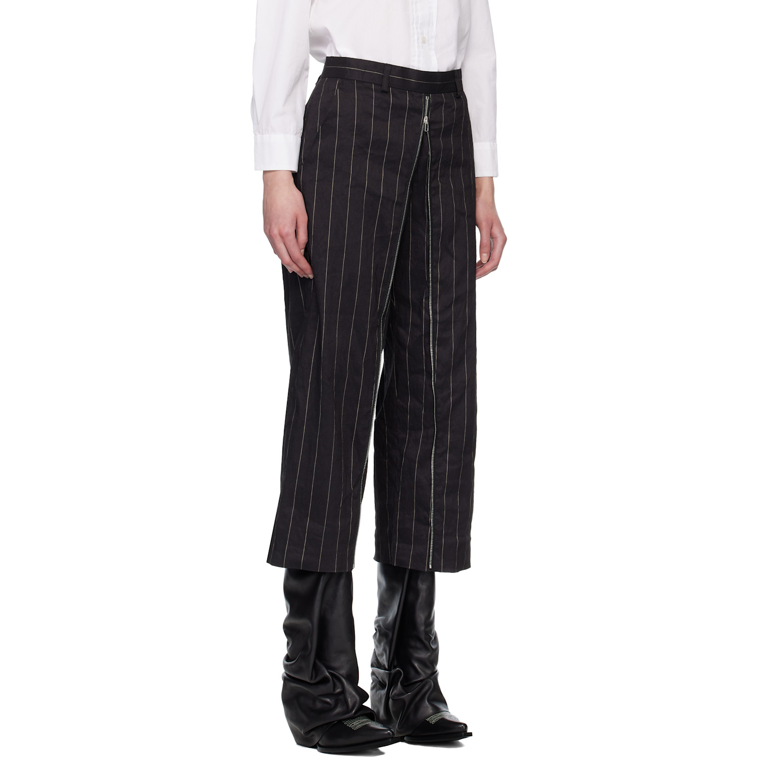  R13 Black Front Zip Trousers 