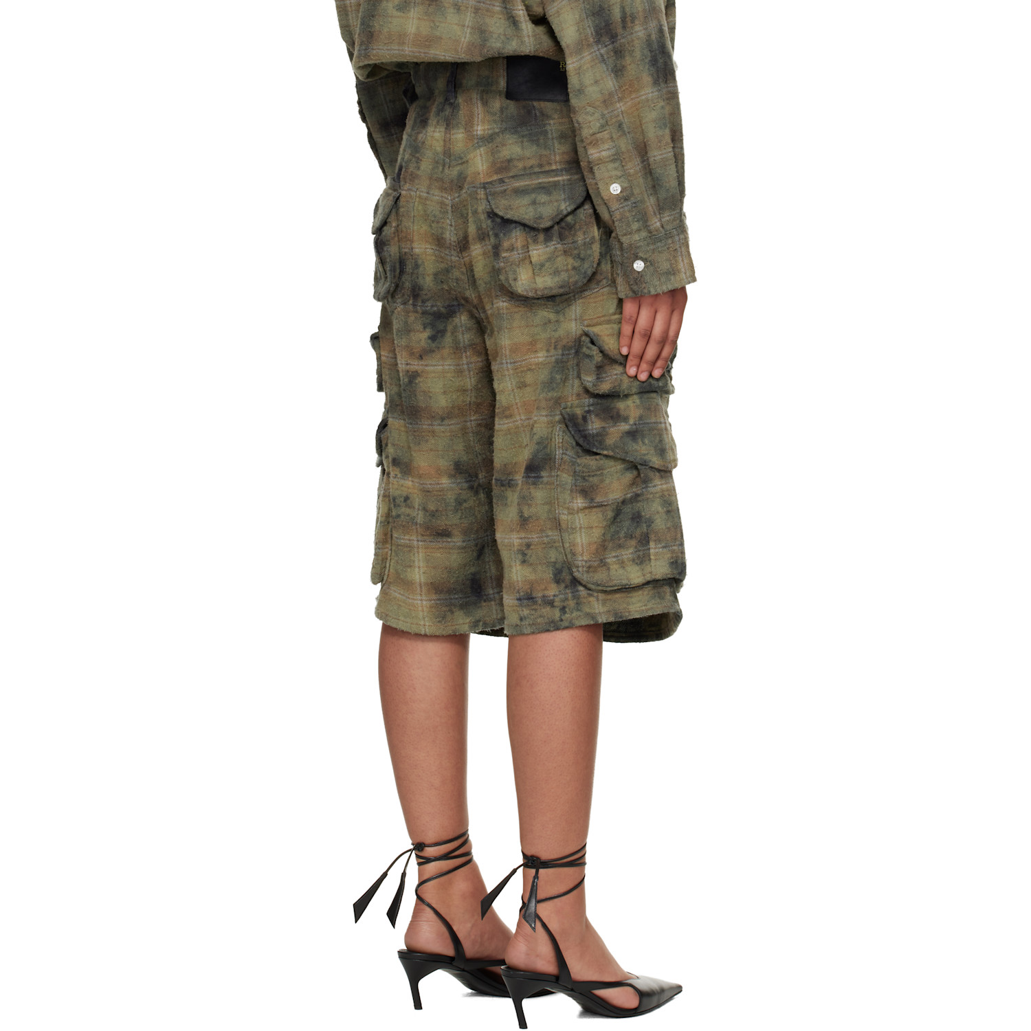  R13 Green & Navy Bermuda Cargo Shorts 