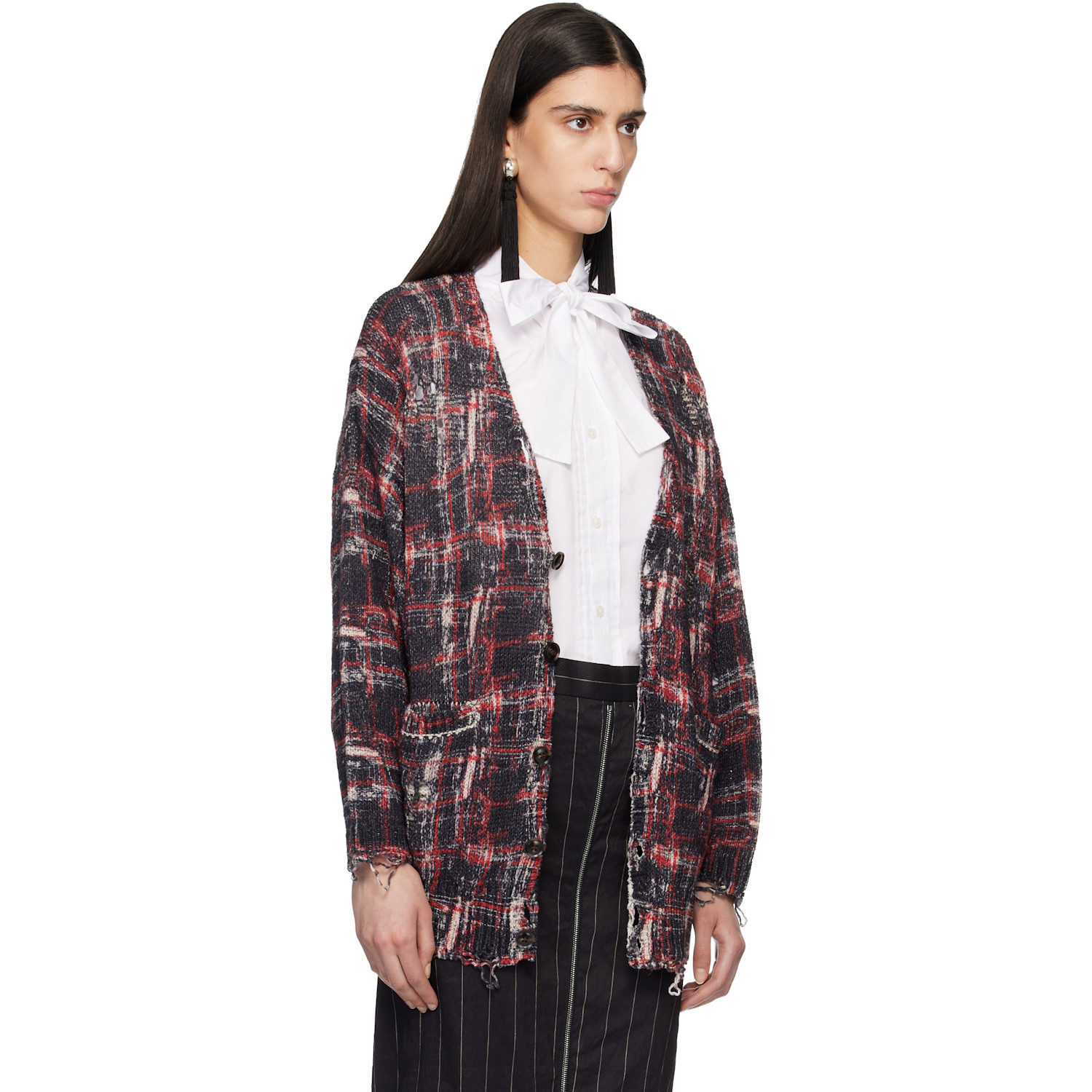  R13 Black & Red Printed Oversized Cardigan 