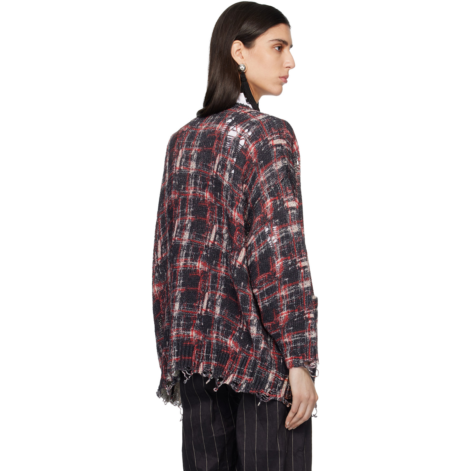  R13 Black & Red Printed Oversized Cardigan 