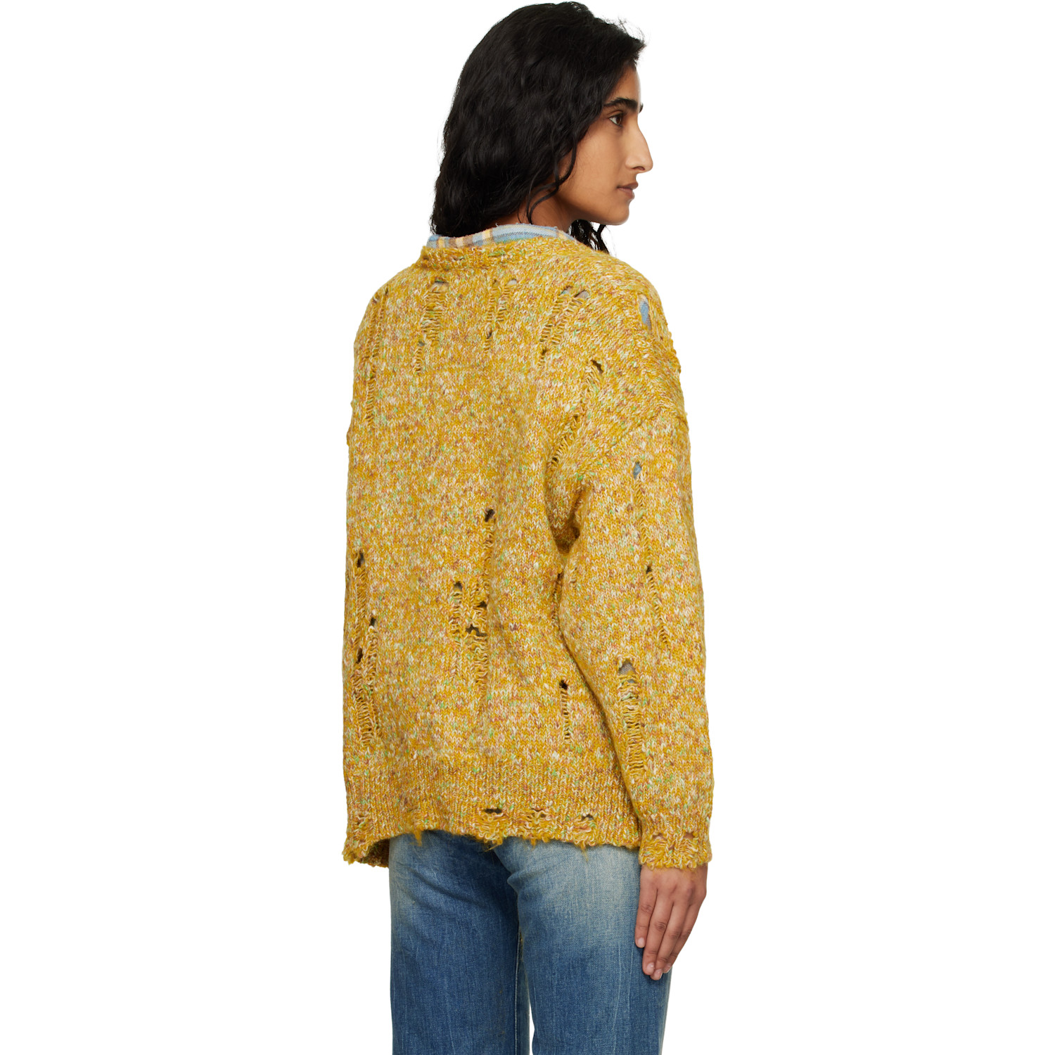  R13 Yellow Distressed Oversized Cardigan 