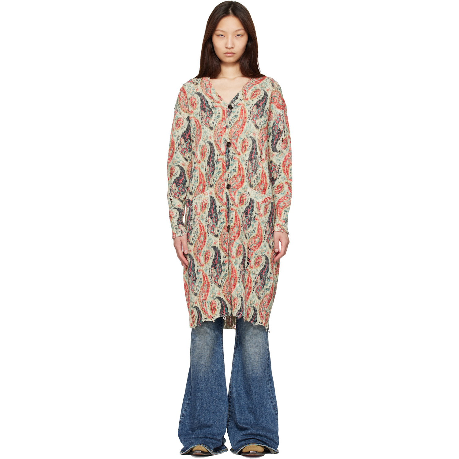 R13 Multicolor Printed Long Cardigan