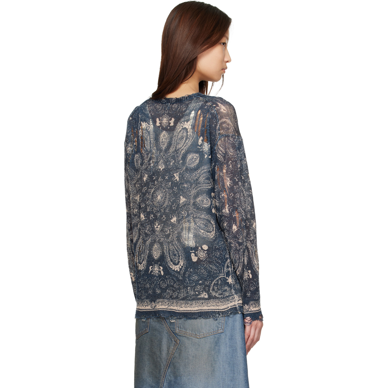  R13 Blue Printed Boyfriend Cardigan 