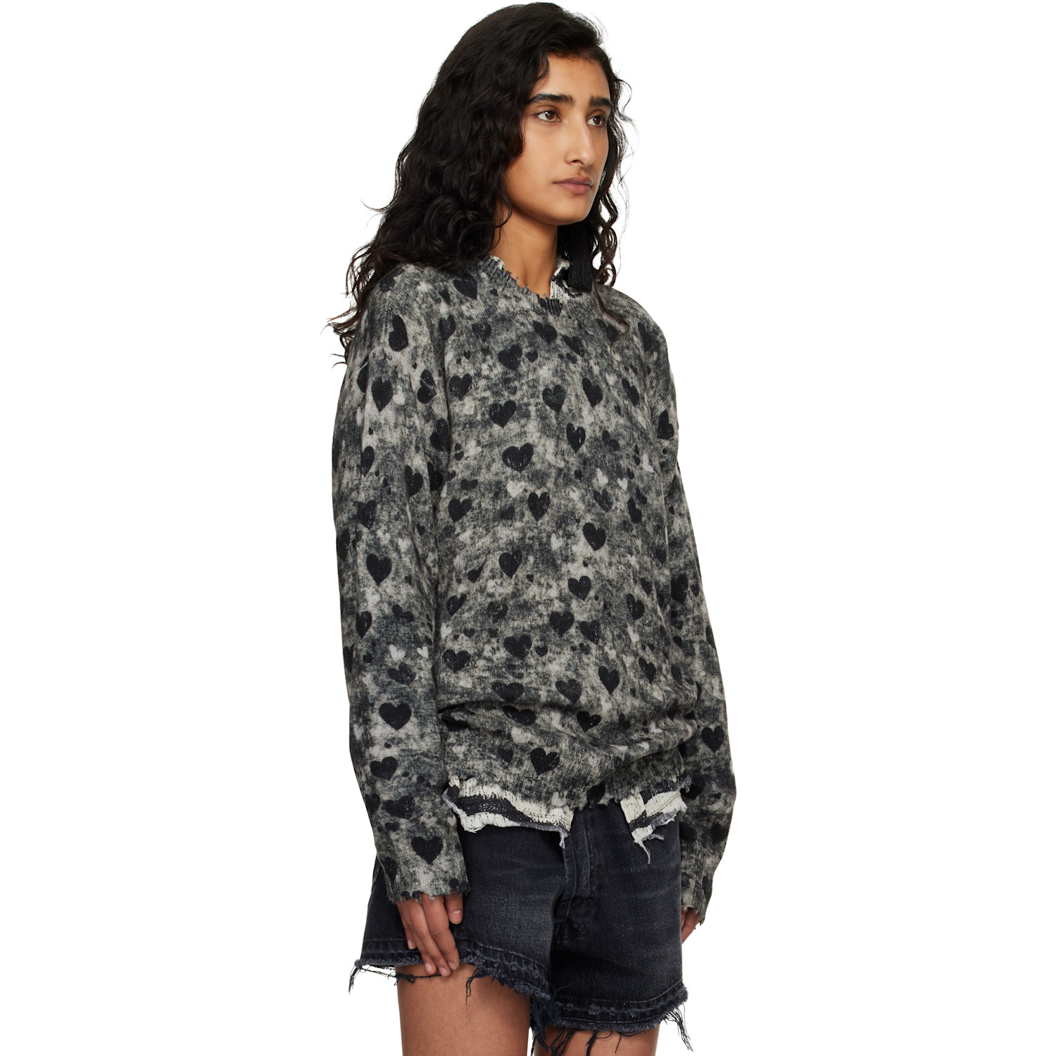 R13 Gray Printed Boyfriend Sweater 