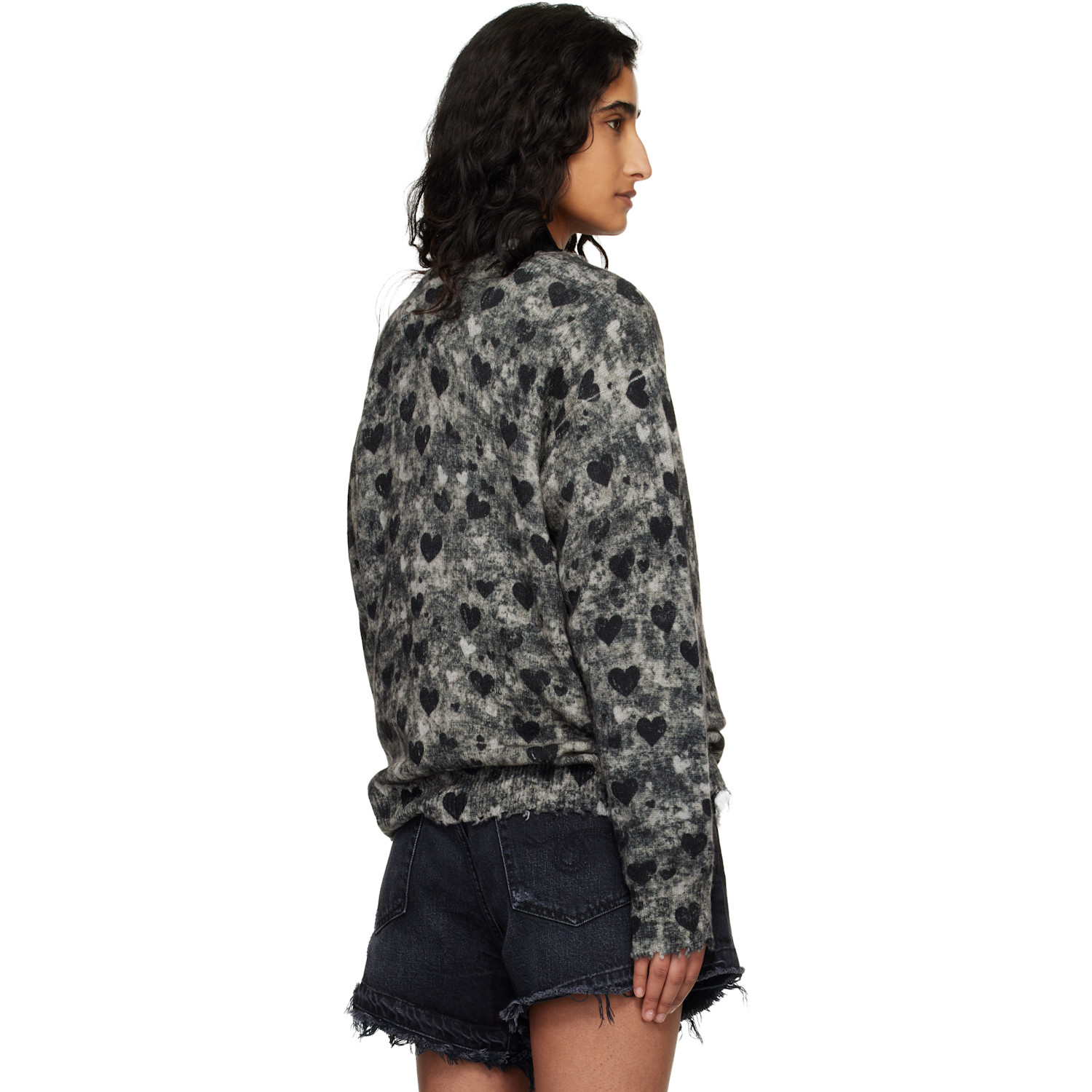  R13 Gray Printed Boyfriend Sweater 