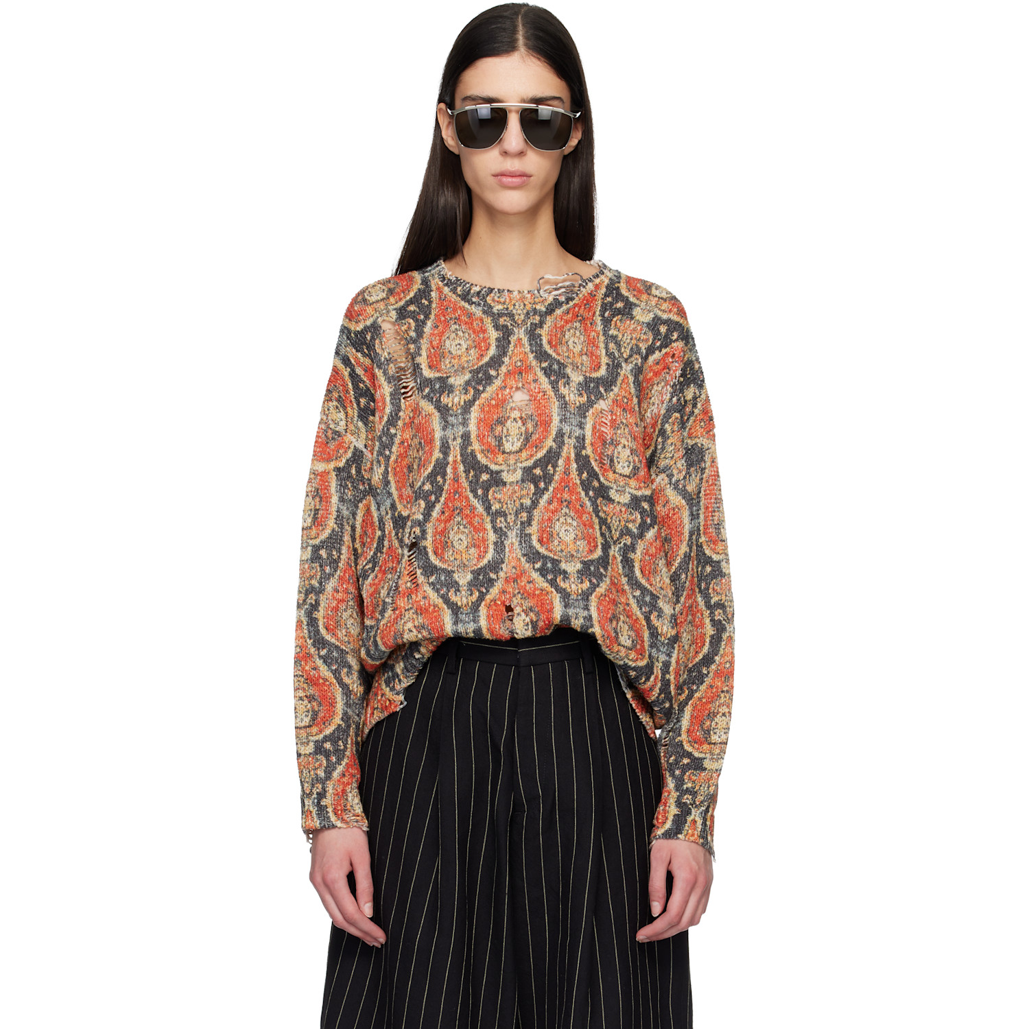 R13 Black & Red Printed Oversized Sweater