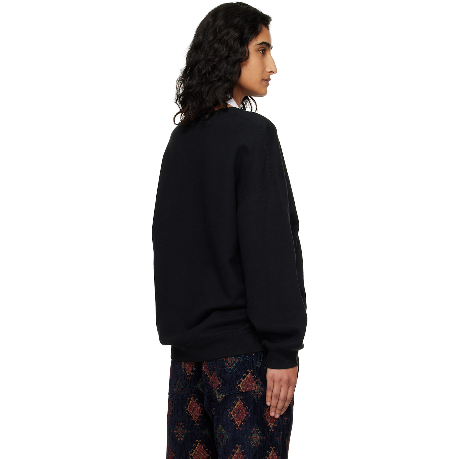  R13 Black Flaming Heart Oversized Crewneck Sweatshirt 