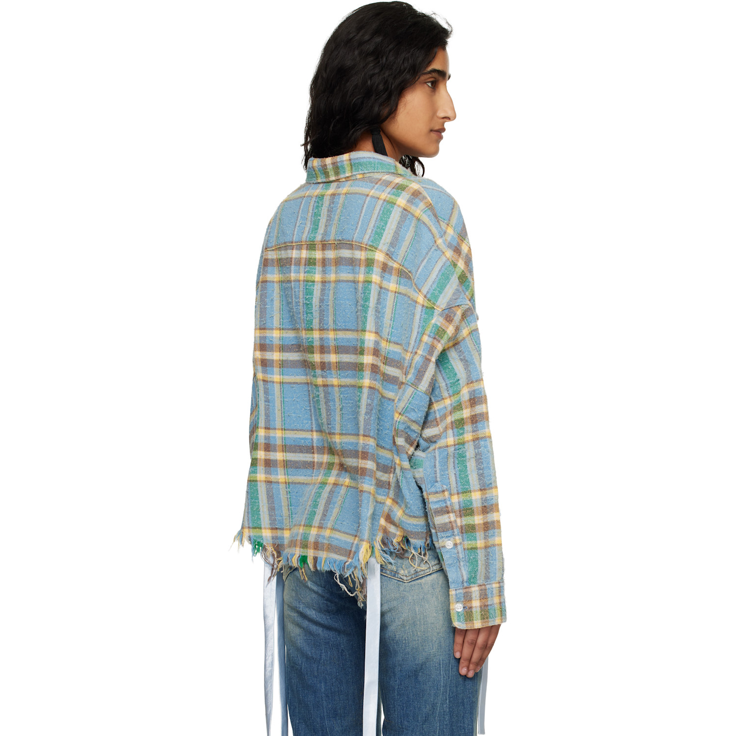  R13 Blue Cropped Work Shirt 