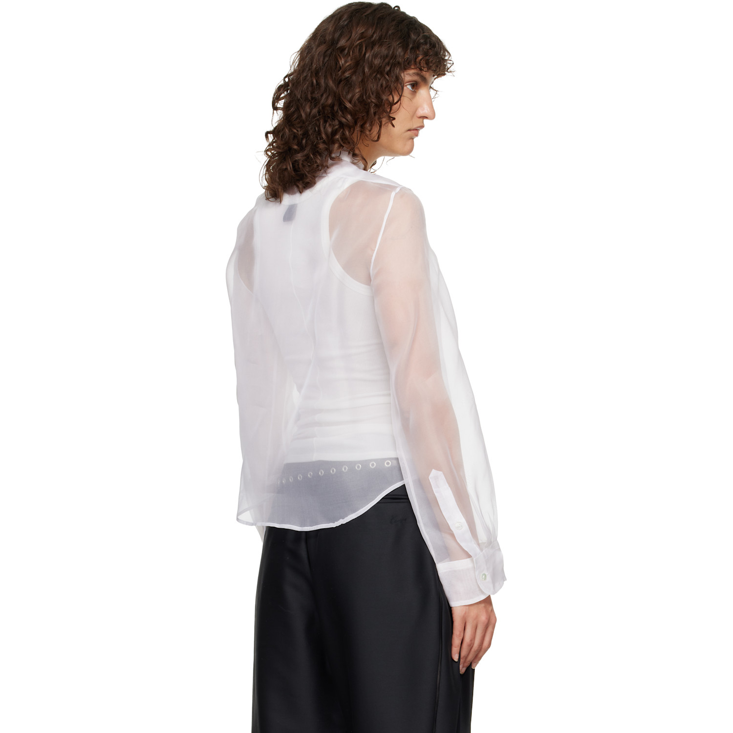  R13 White Pleated Tuxedo Front Shirt 
