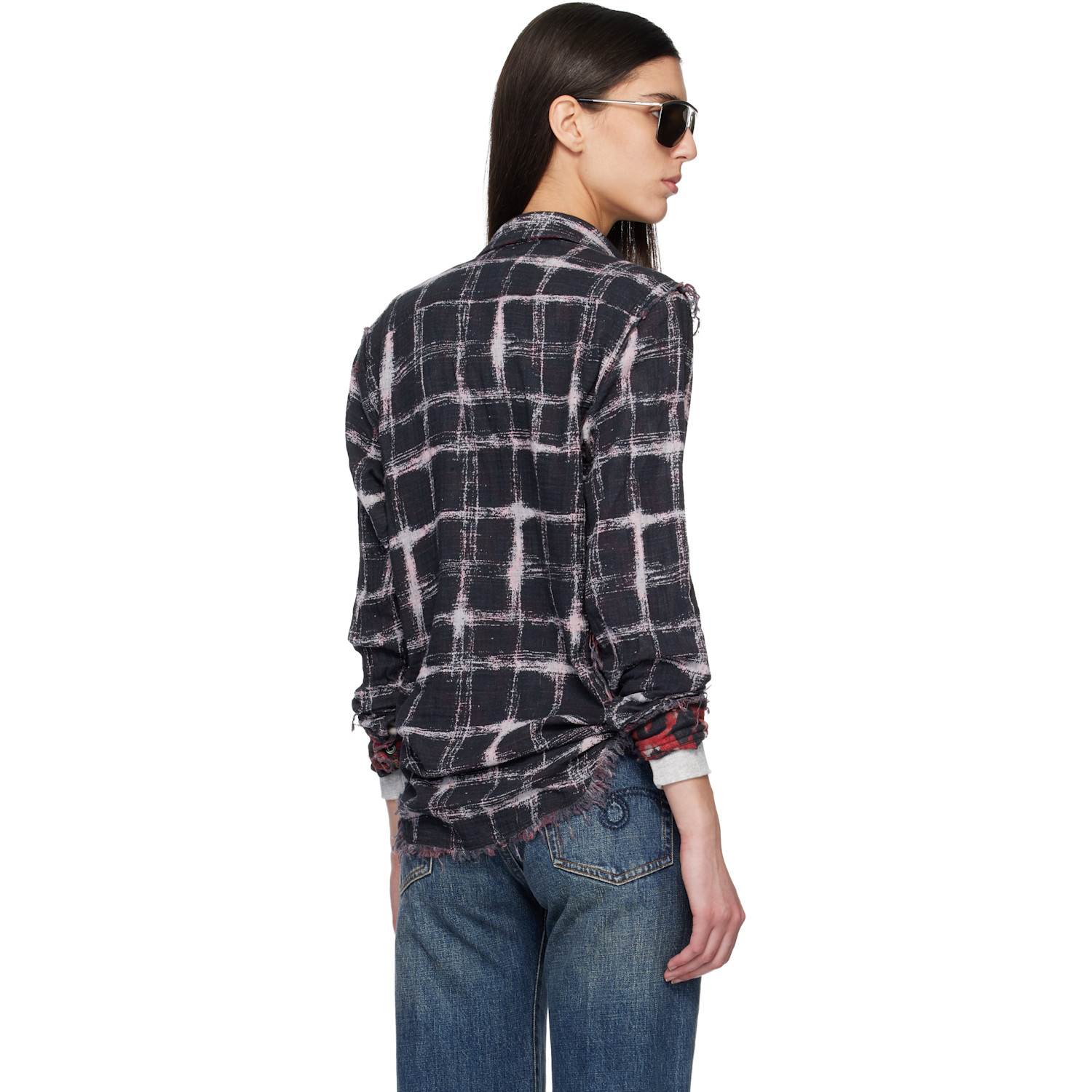 R13 Black & Red Shredded Seam Reversible Shirt 