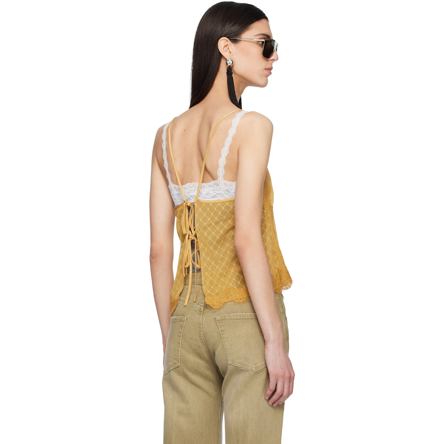  R13 Yellow Lace Trimmed Camisole 