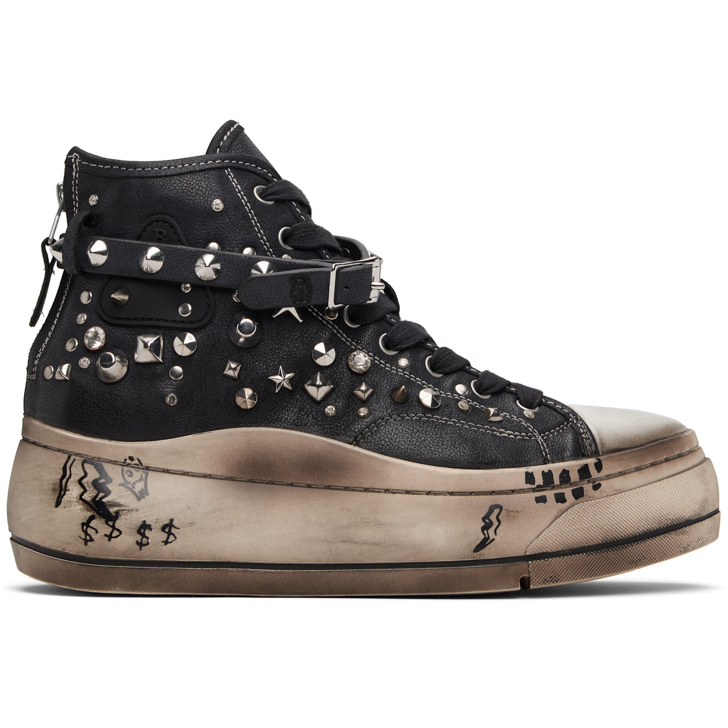 R13 Black Kurt High Top Sneakers