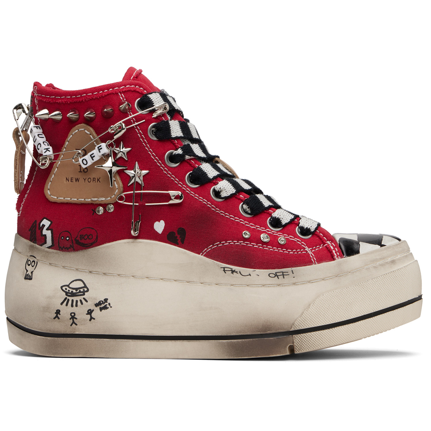 R13 Red Kurt High Top Sneakers