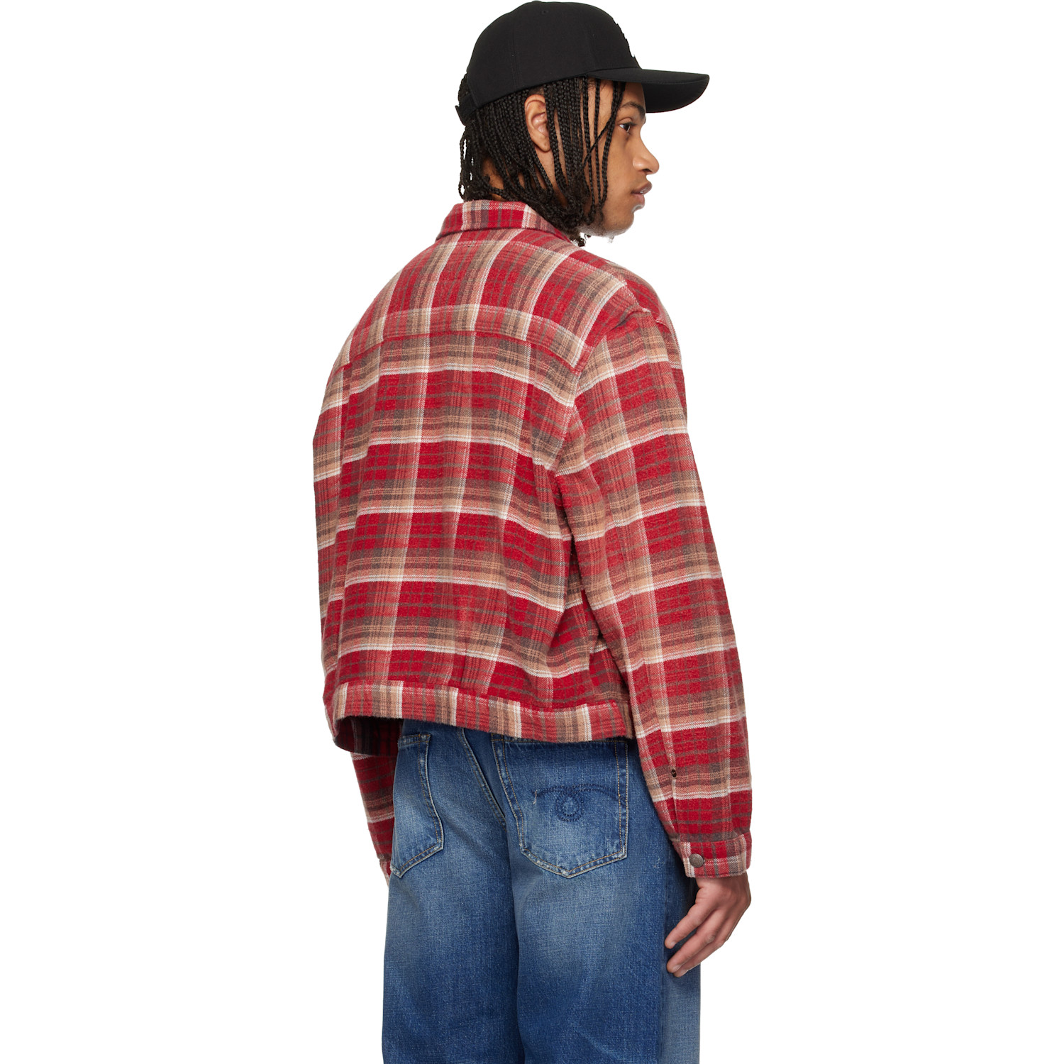  R13 Red Relaxed Pleated Trucker Jacket 
