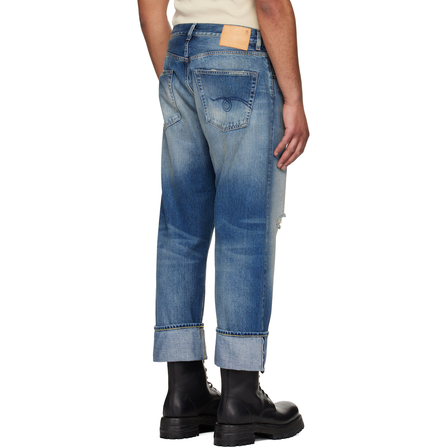  R13 Blue Cuffed X-boyfriend Jeans 