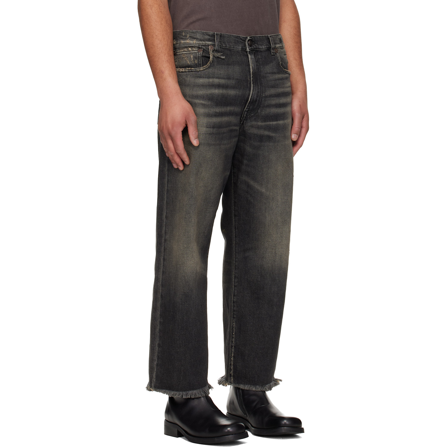  R13 Black Washed Boyfriend Jeans 