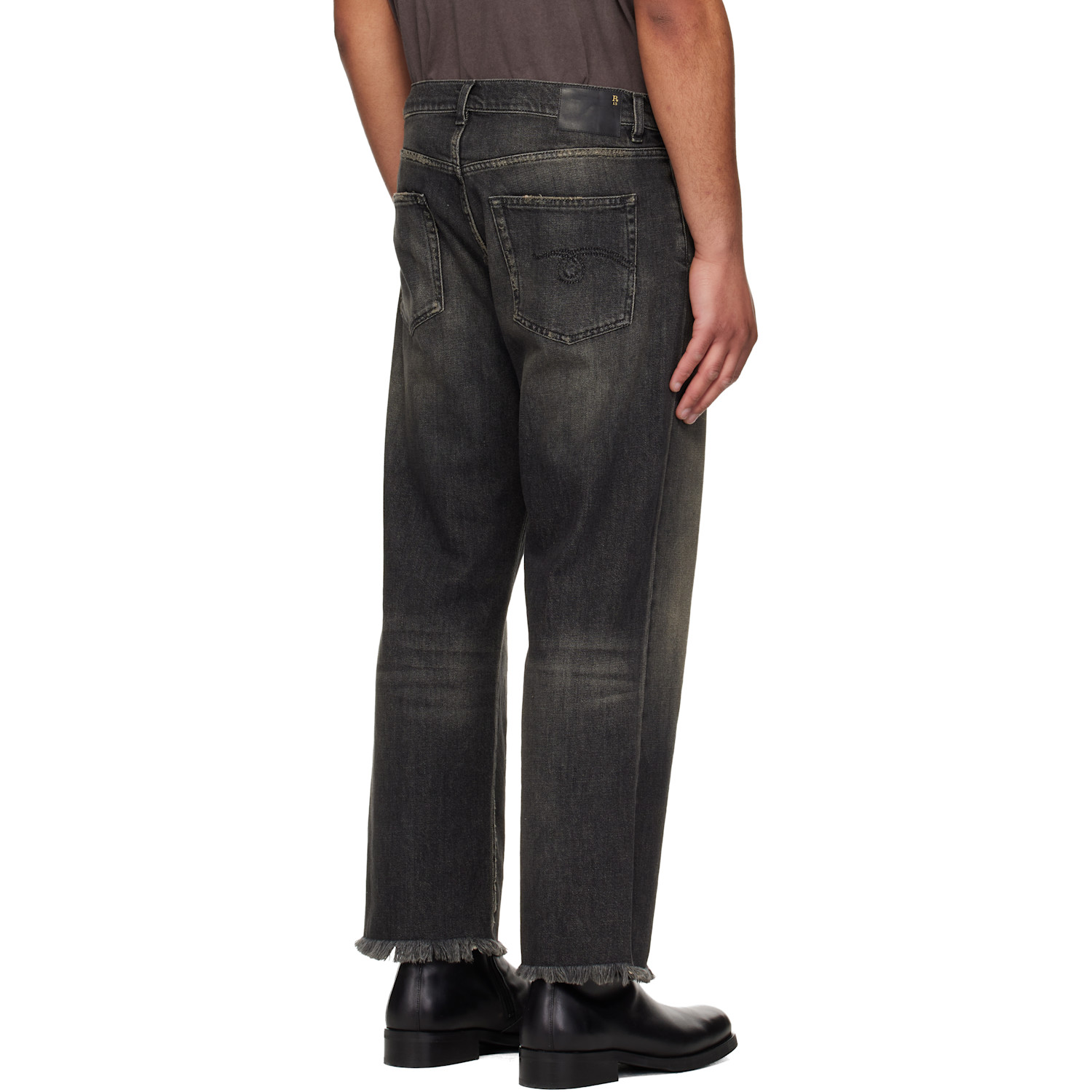  R13 Black Washed Boyfriend Jeans 