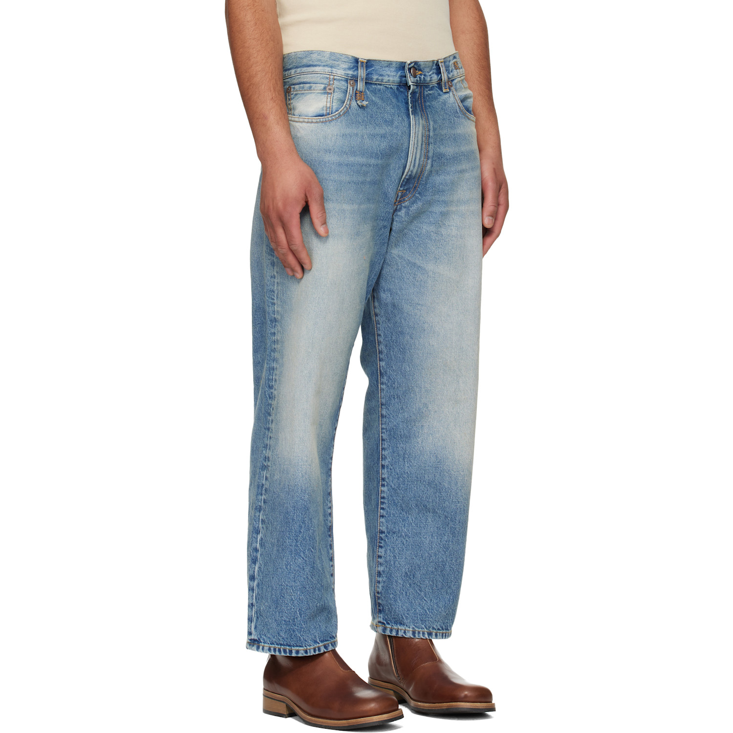  R13 Blue Washed Boyfriend Jeans 