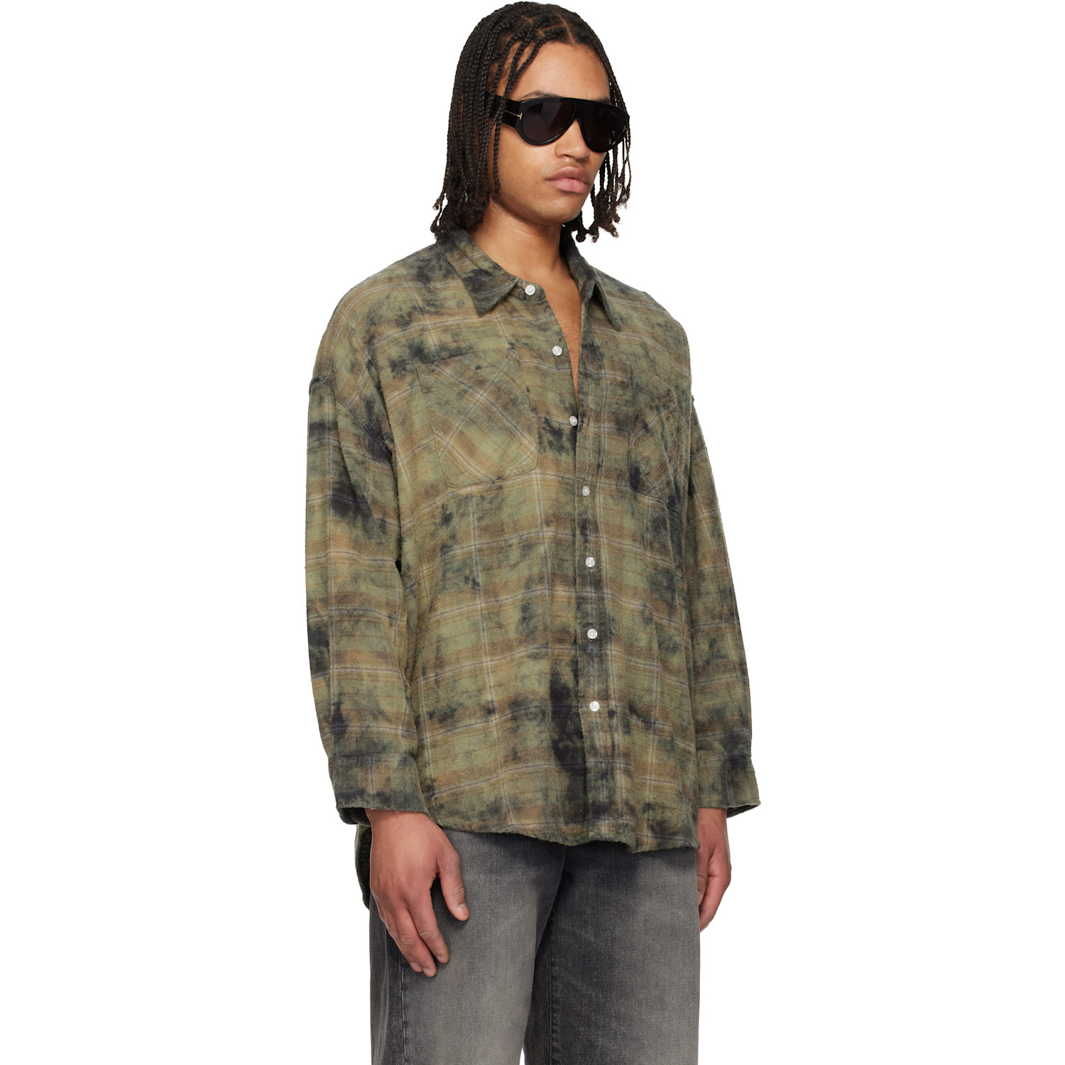  R13 Khaki Drop Neck Work Shirt 