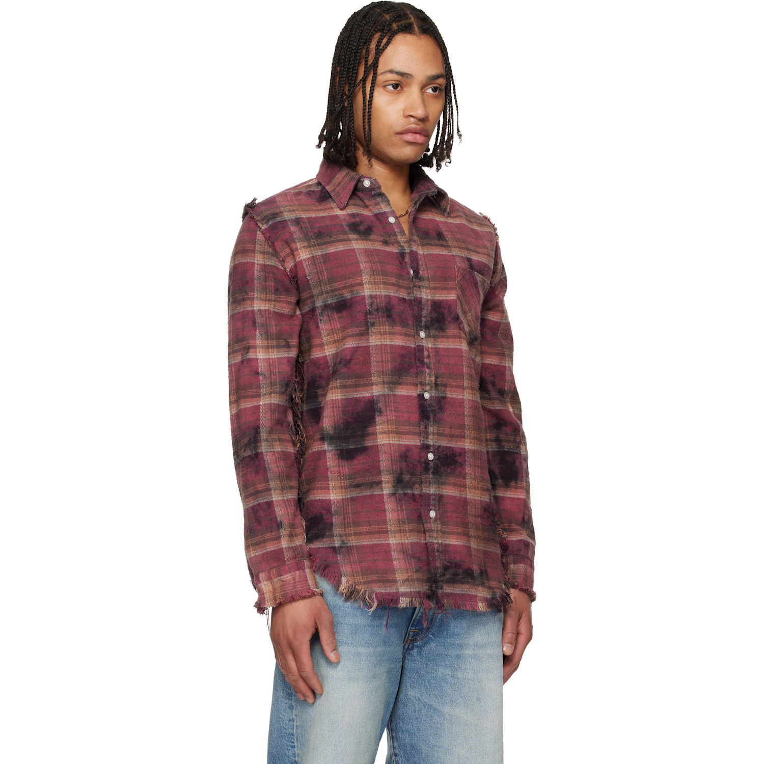  R13 Purple Shredded Seam Drop Neck Shirt 