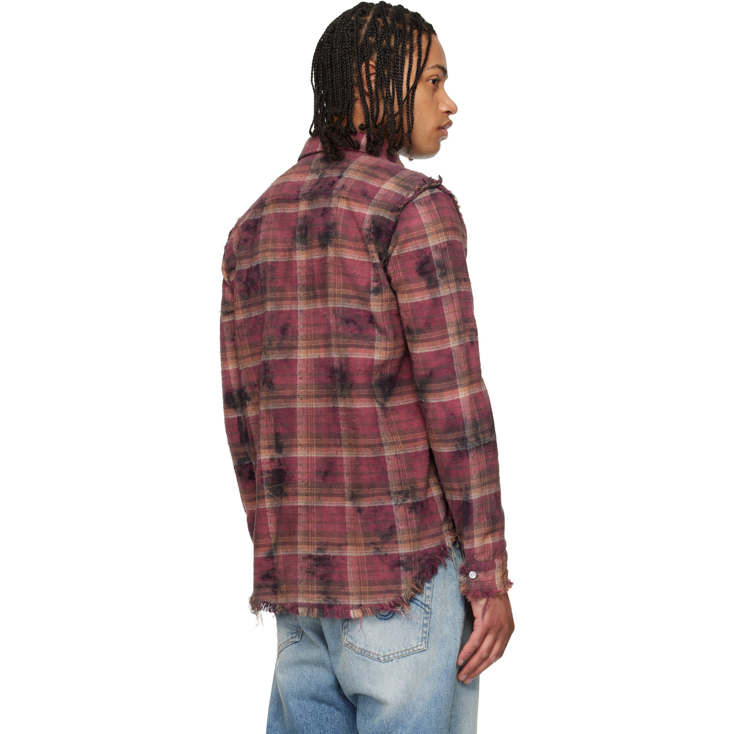  R13 Purple Shredded Seam Drop Neck Shirt 