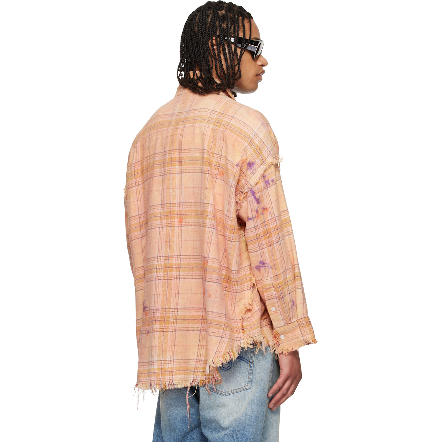  R13 Orange Shredded Seam Drop Neck Shirt 