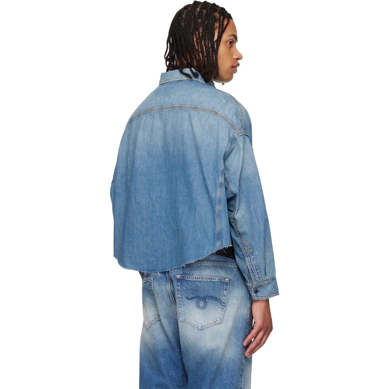  R13 Blue Cropped Denim Shirt 