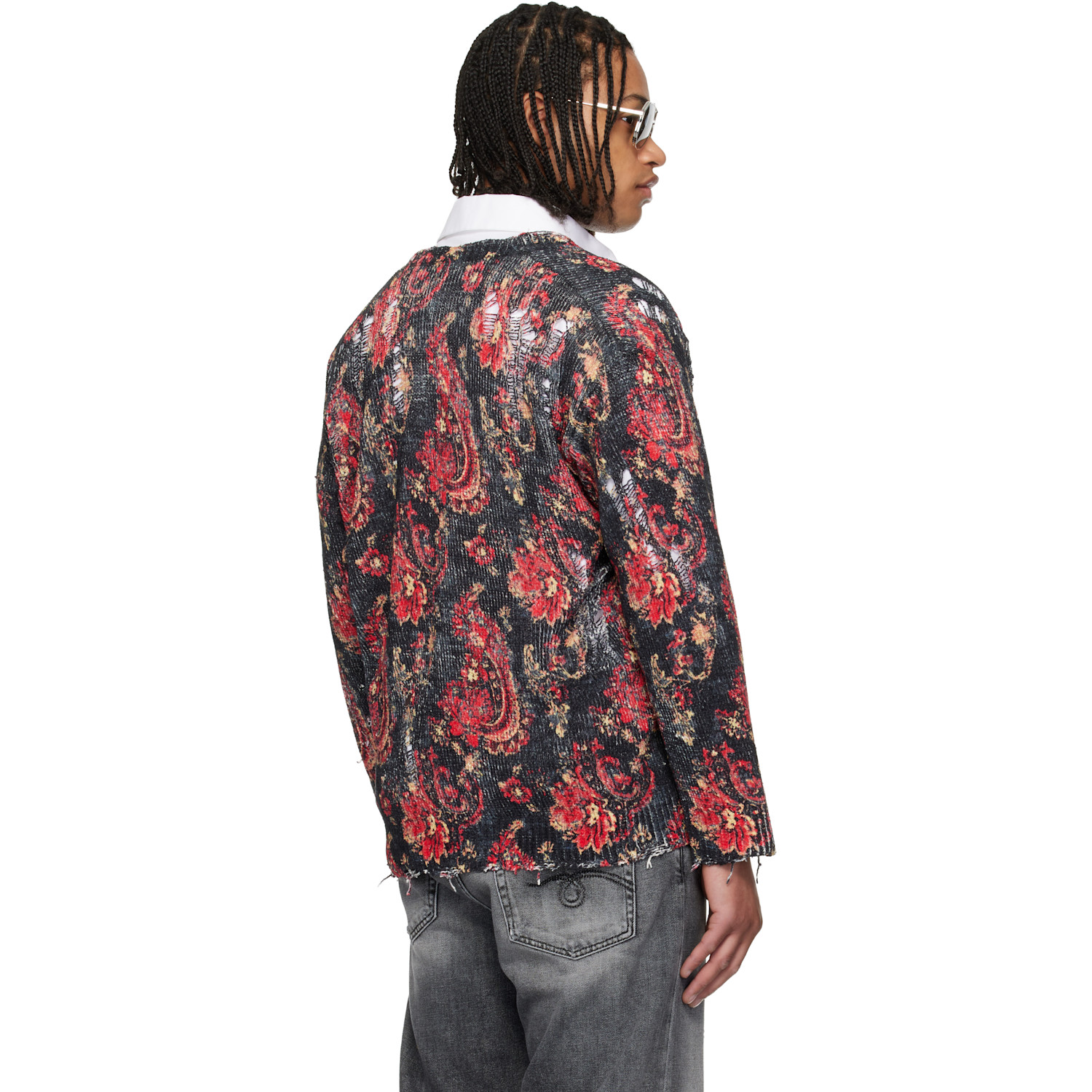  R13 Black & Red Printed Boyfriend Cardigan 