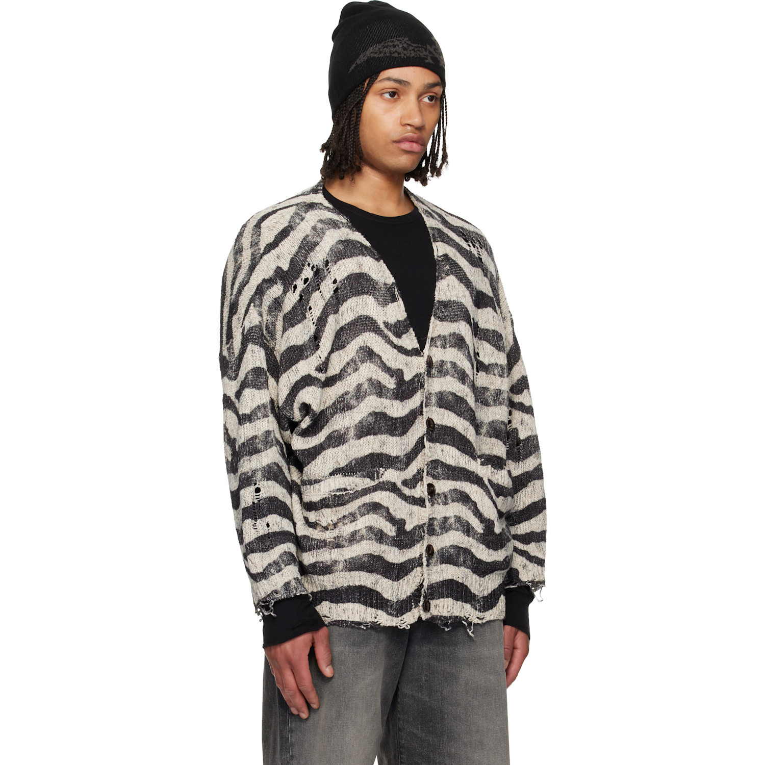  R13 Black & White Printed Oversized Cardigan 