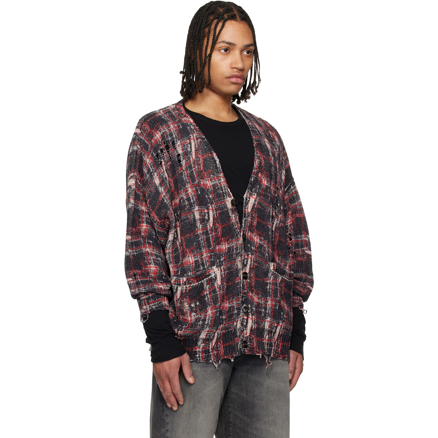  R13 Black & Red Printed Oversized Cardigan 