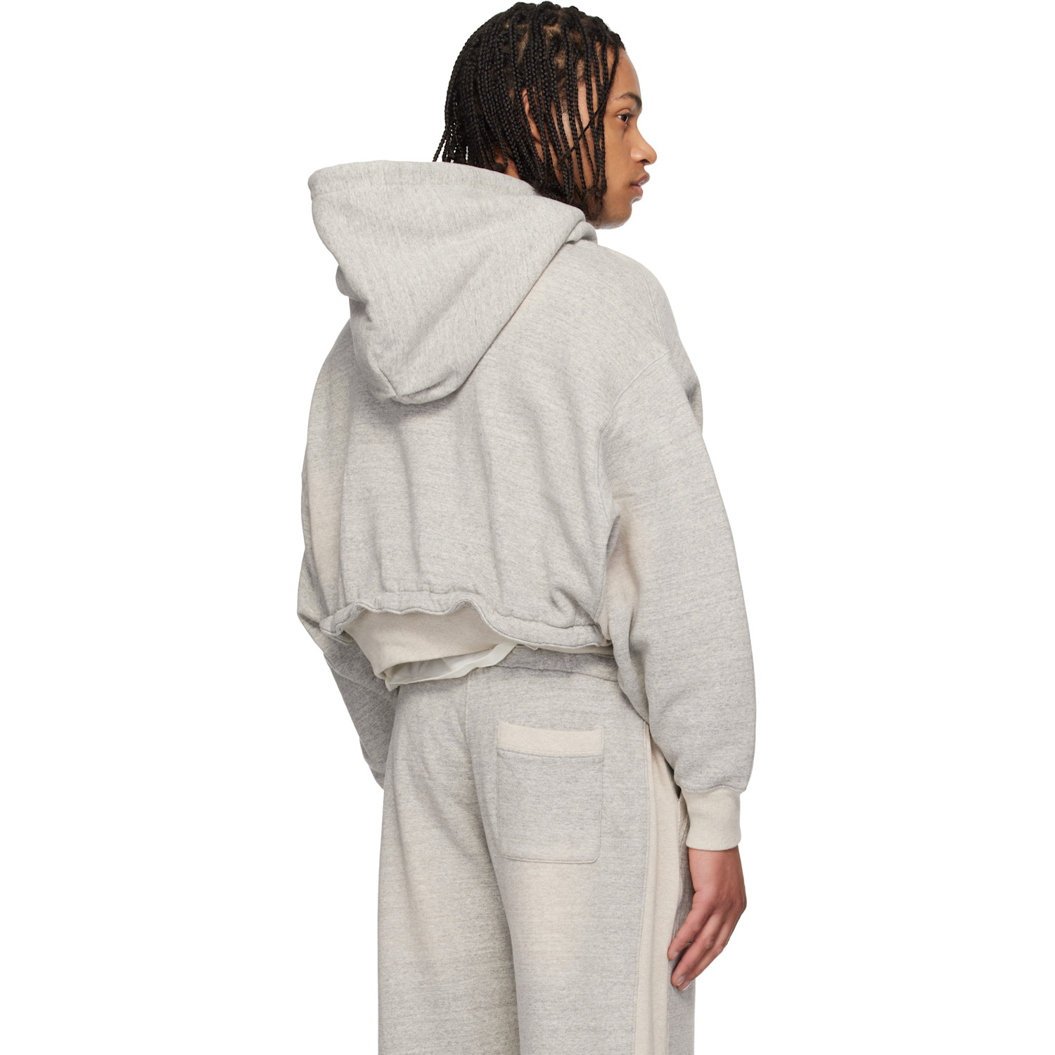  R13 Gray Cinched Hem Popover Hoodie 