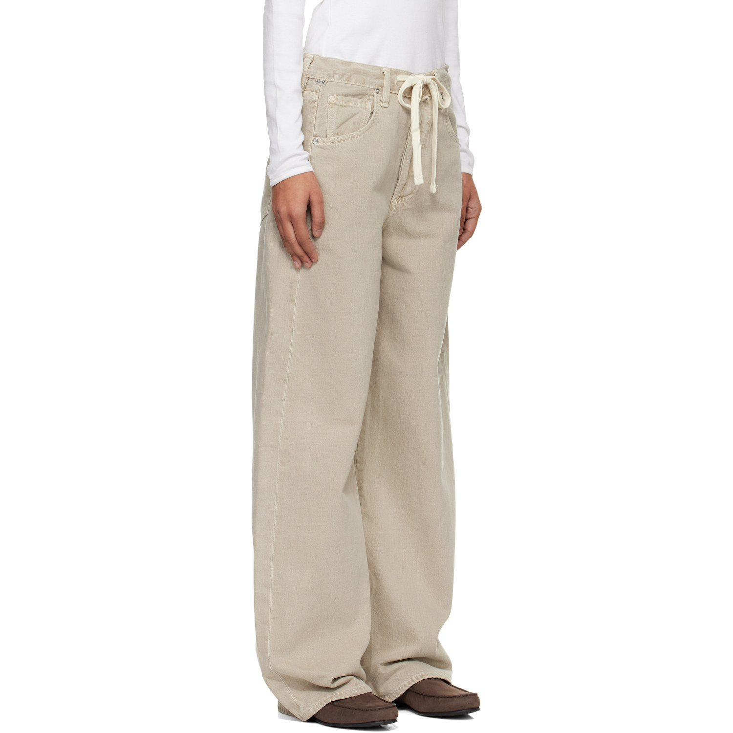  Citizens Of Humanity Beige Brynn Drawstring Jeans 
