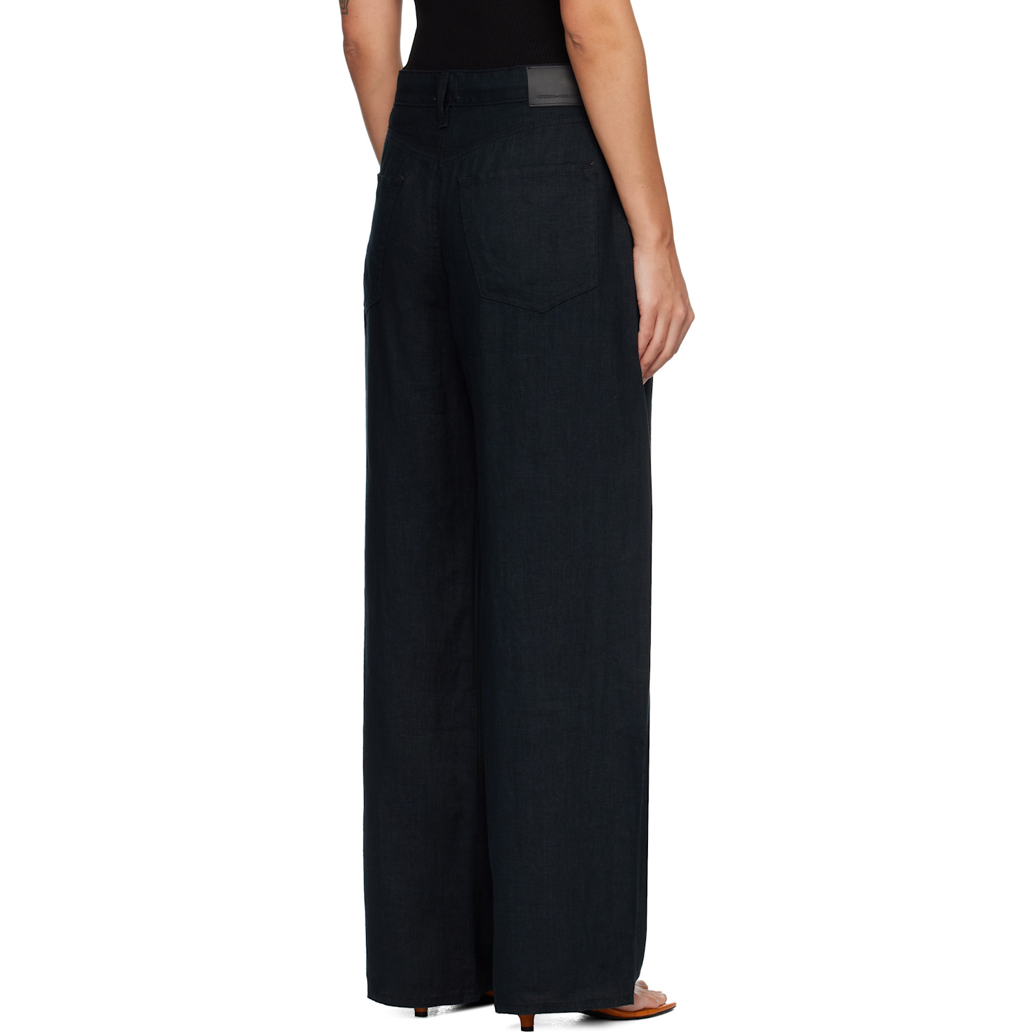  Citizens Of Humanity Black Brynn Drawstring Linen Trousers 
