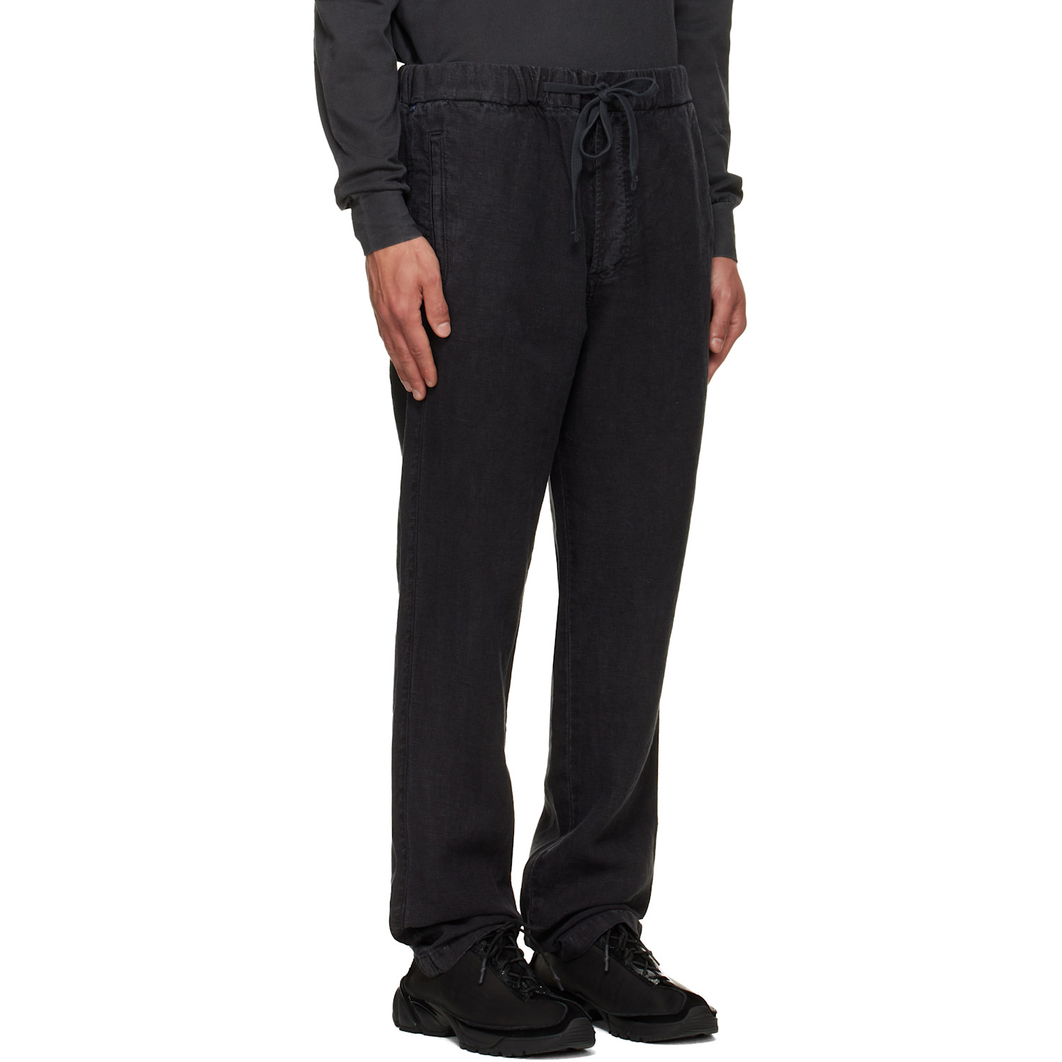  Citizens Of Humanity Black Drawstring Deck Linen Trousers 