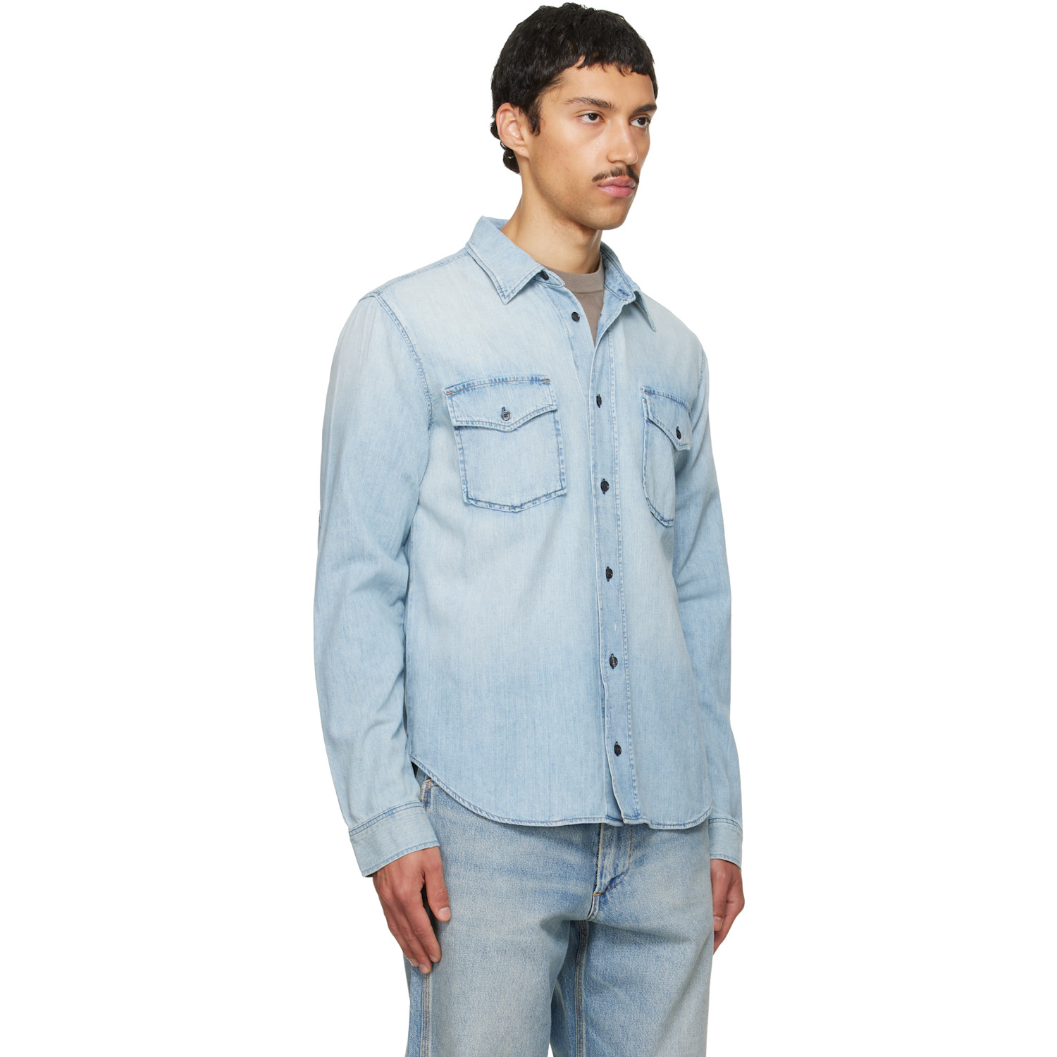  Citizens Of Humanity Blue Cairo Utility Denim Shirt 
