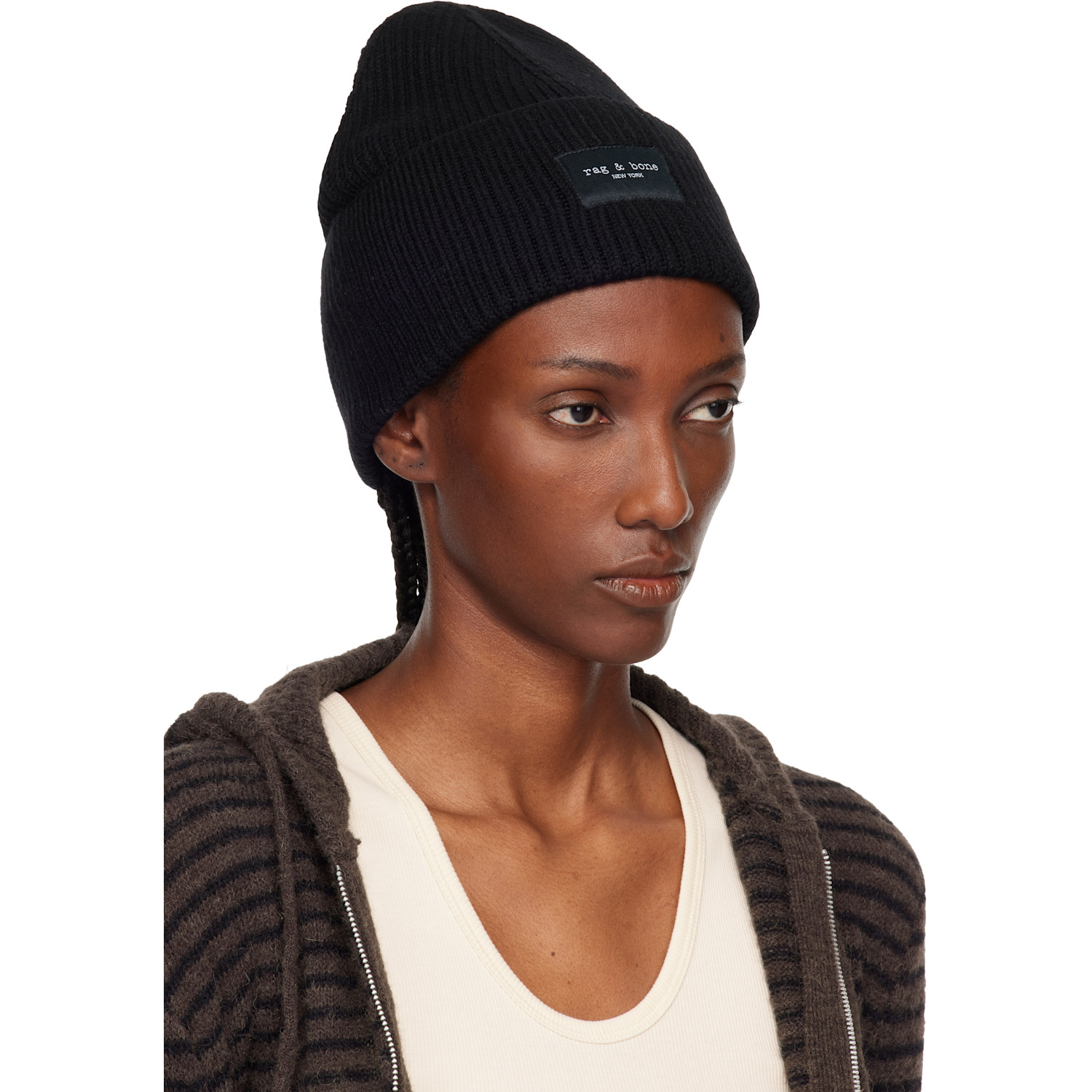  Rag & Bone Black Blake Wool Beanie 
