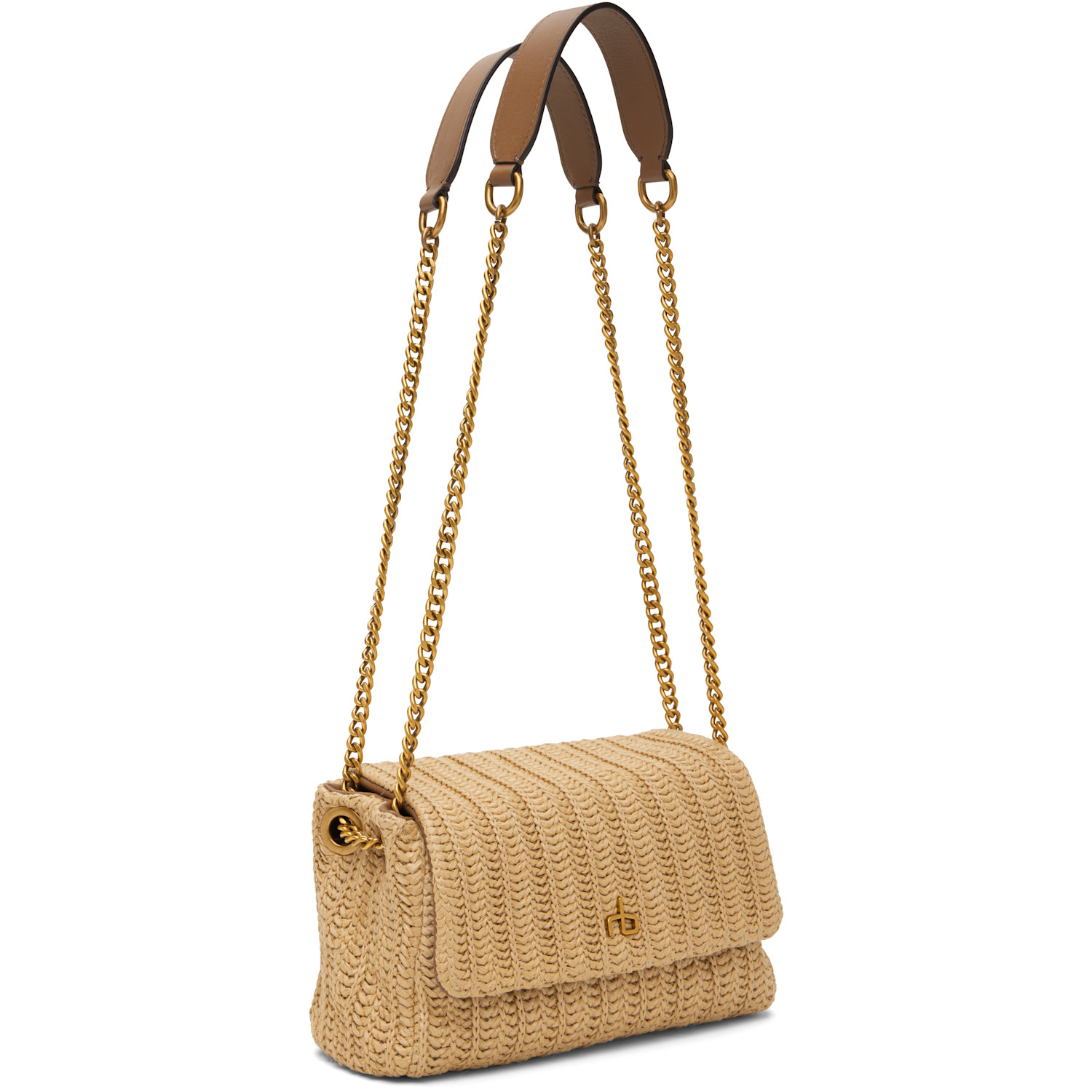  Rag & Bone Beige Chelsea Small Straw Flap Bag 