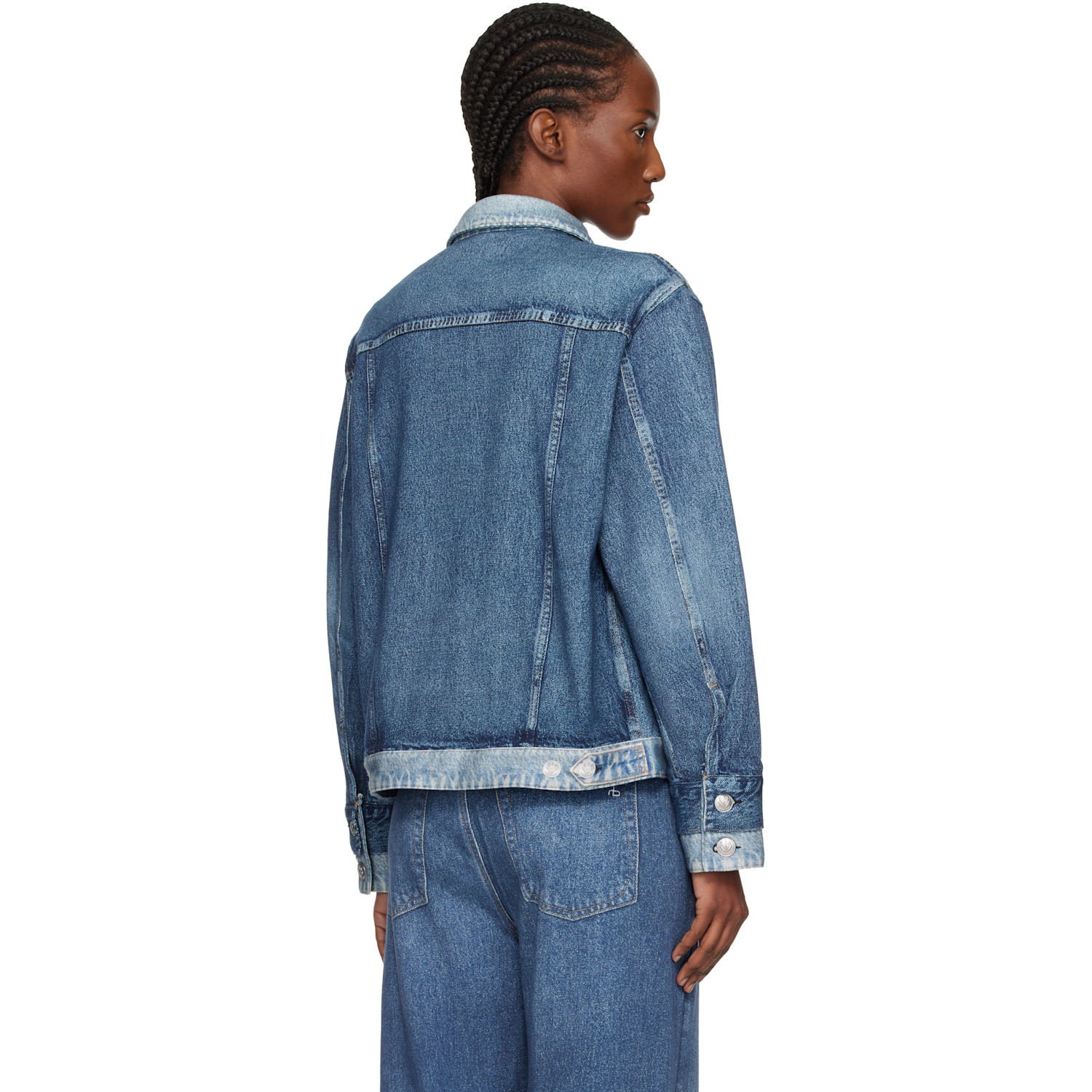  Rag & Bone Blue Rb Miramar Oversized Combo Trucker Jacket 