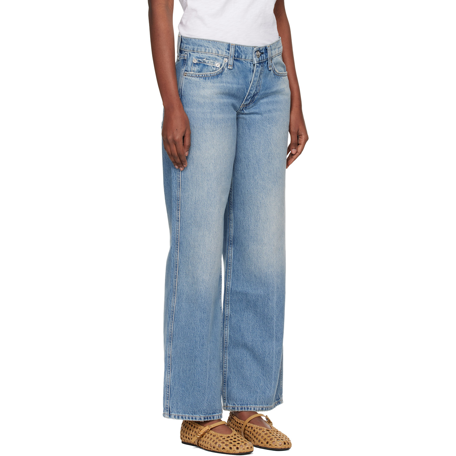  Rag & Bone Blue Saige Relaxed Straight Jeans 