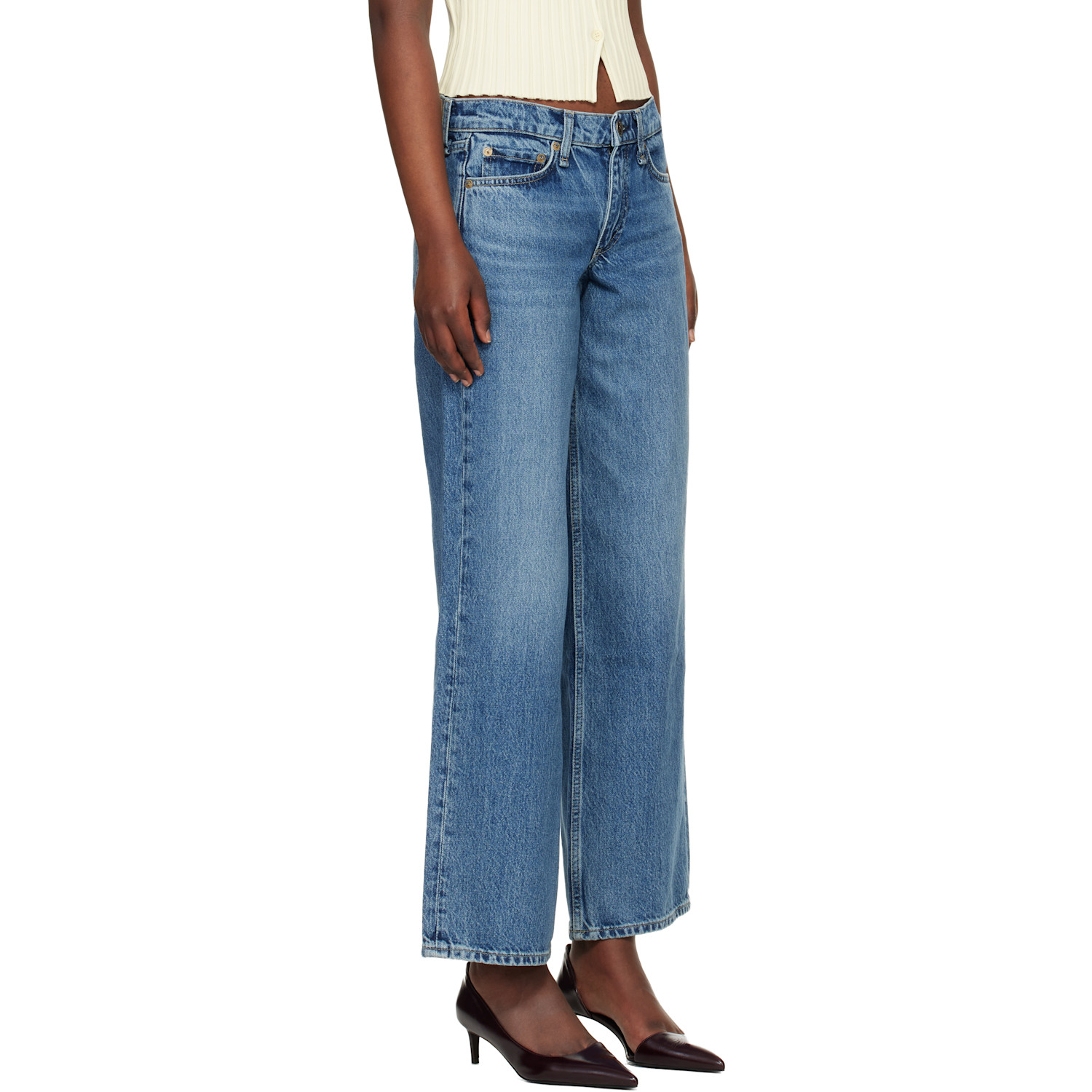  Rag & Bone Blue Saige Relaxed Straight Jeans 