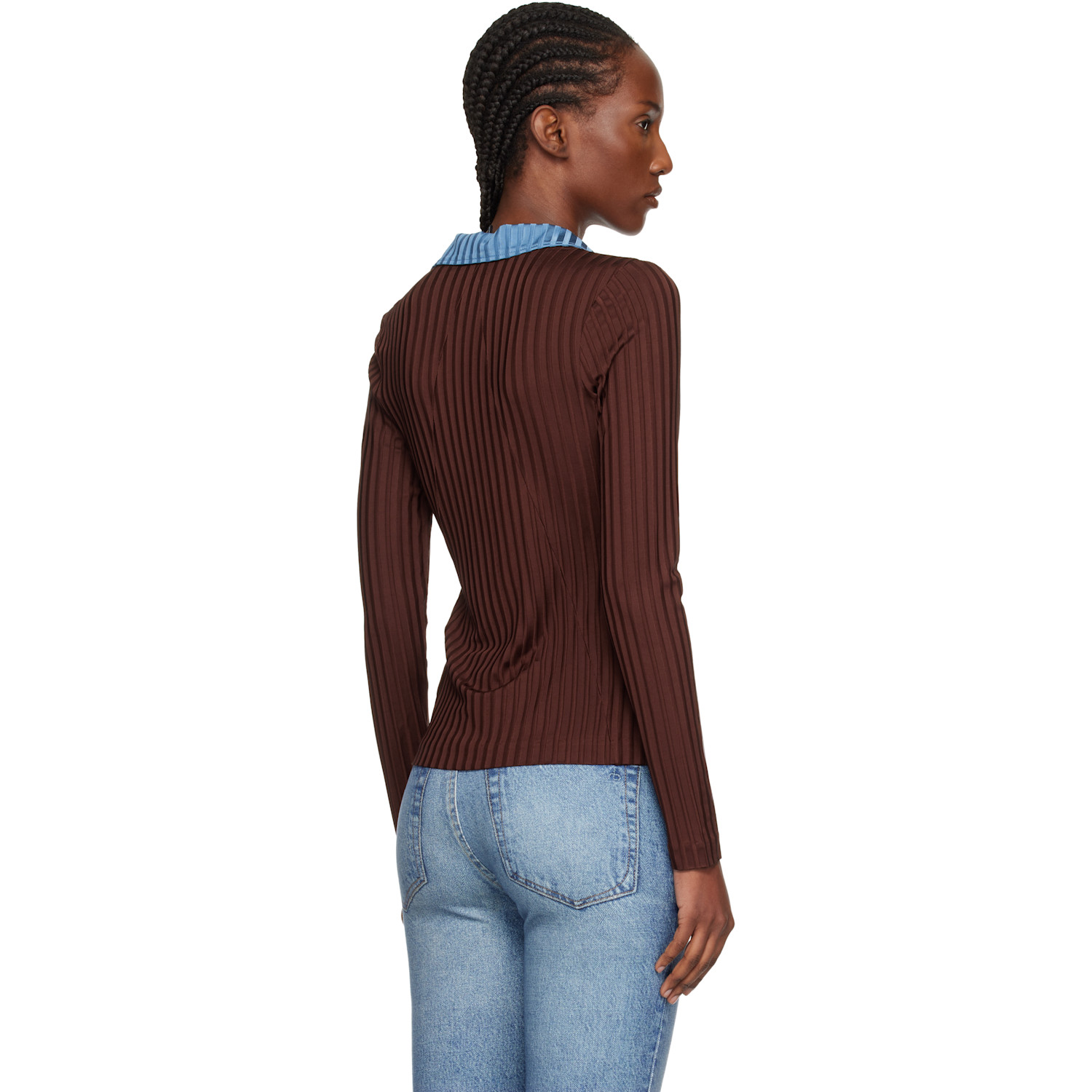  Rag & Bone Burgundy Natalia Colorblock Long Sleeve Polo 
