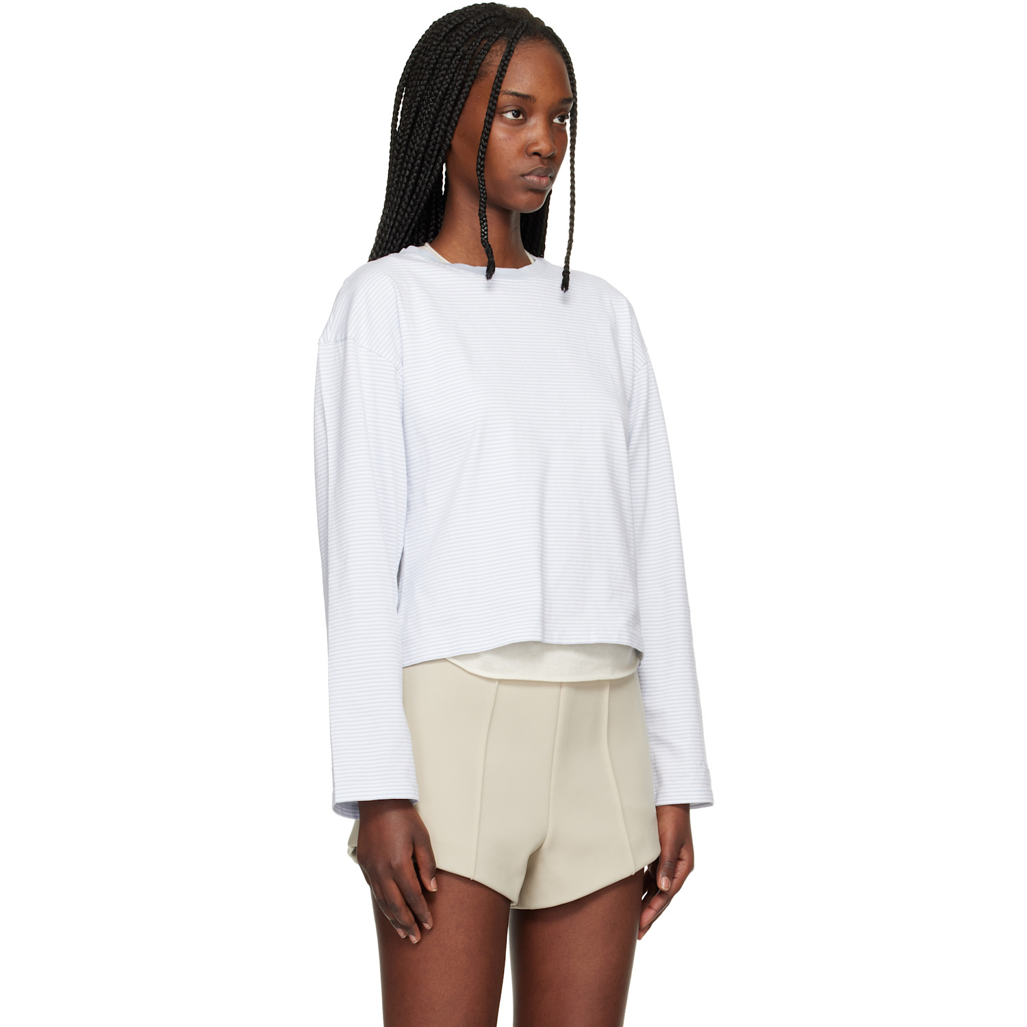  Rag & Bone White & Blue Kelly Boxy Striped Long-sleeve T-shirt 